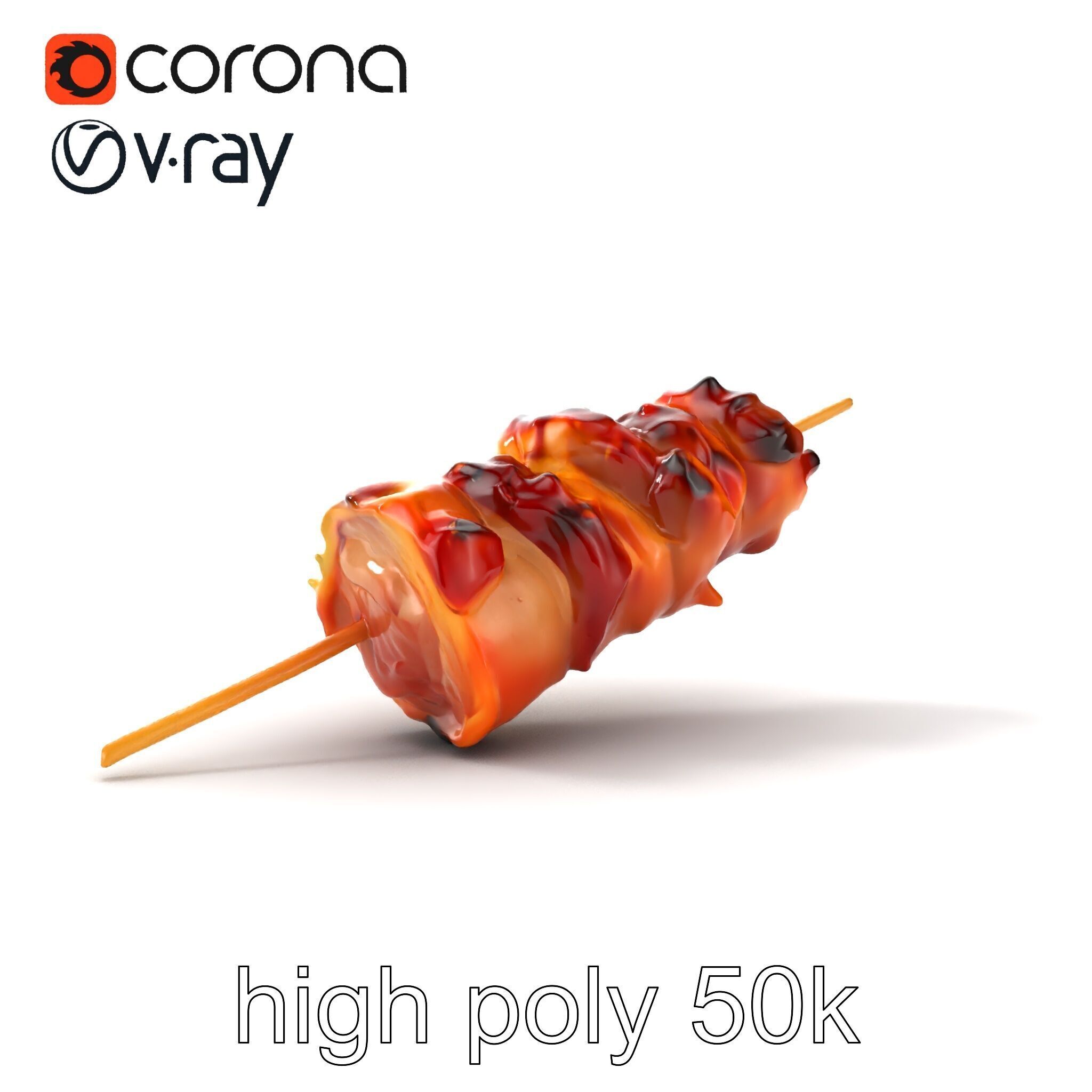 Realistic Pork Skewer model pack Low-poly 3D model_14
