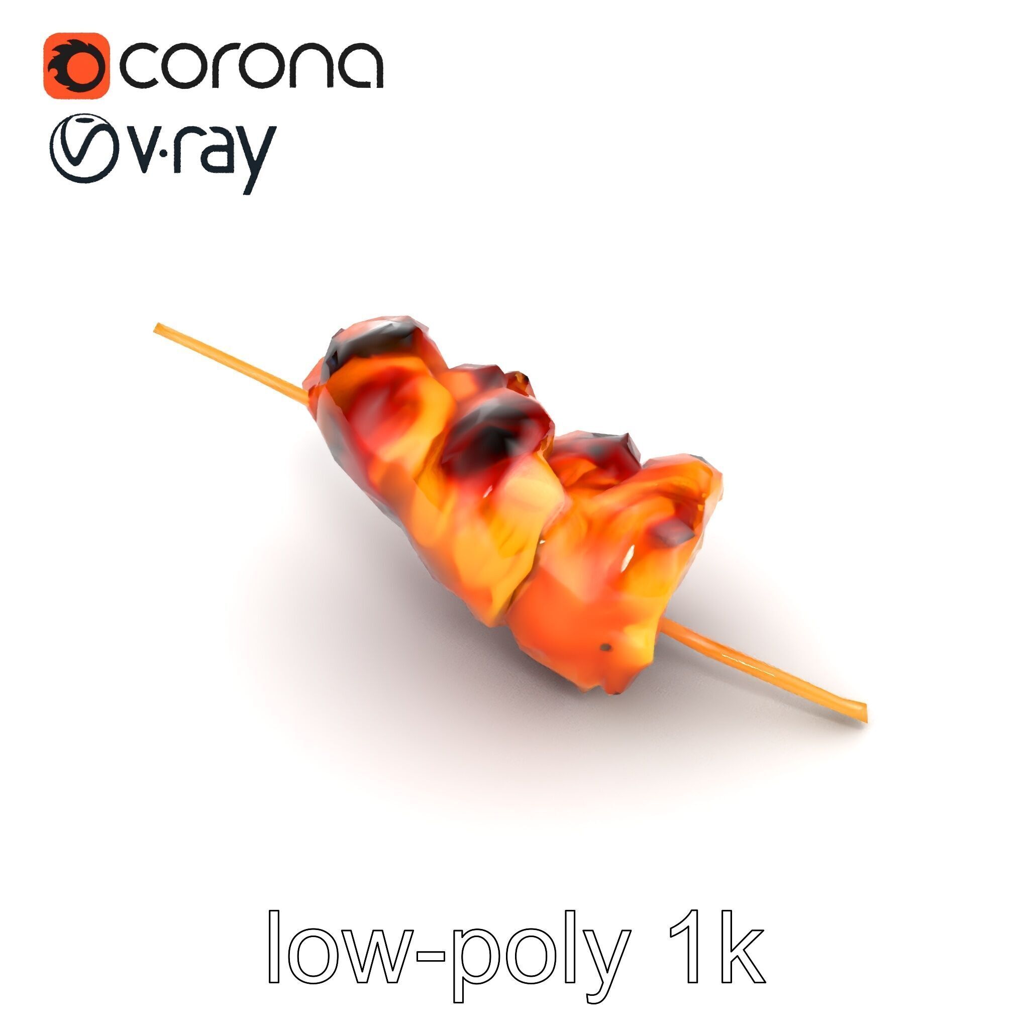 Realistic Pork Skewer model pack Low-poly 3D model_22