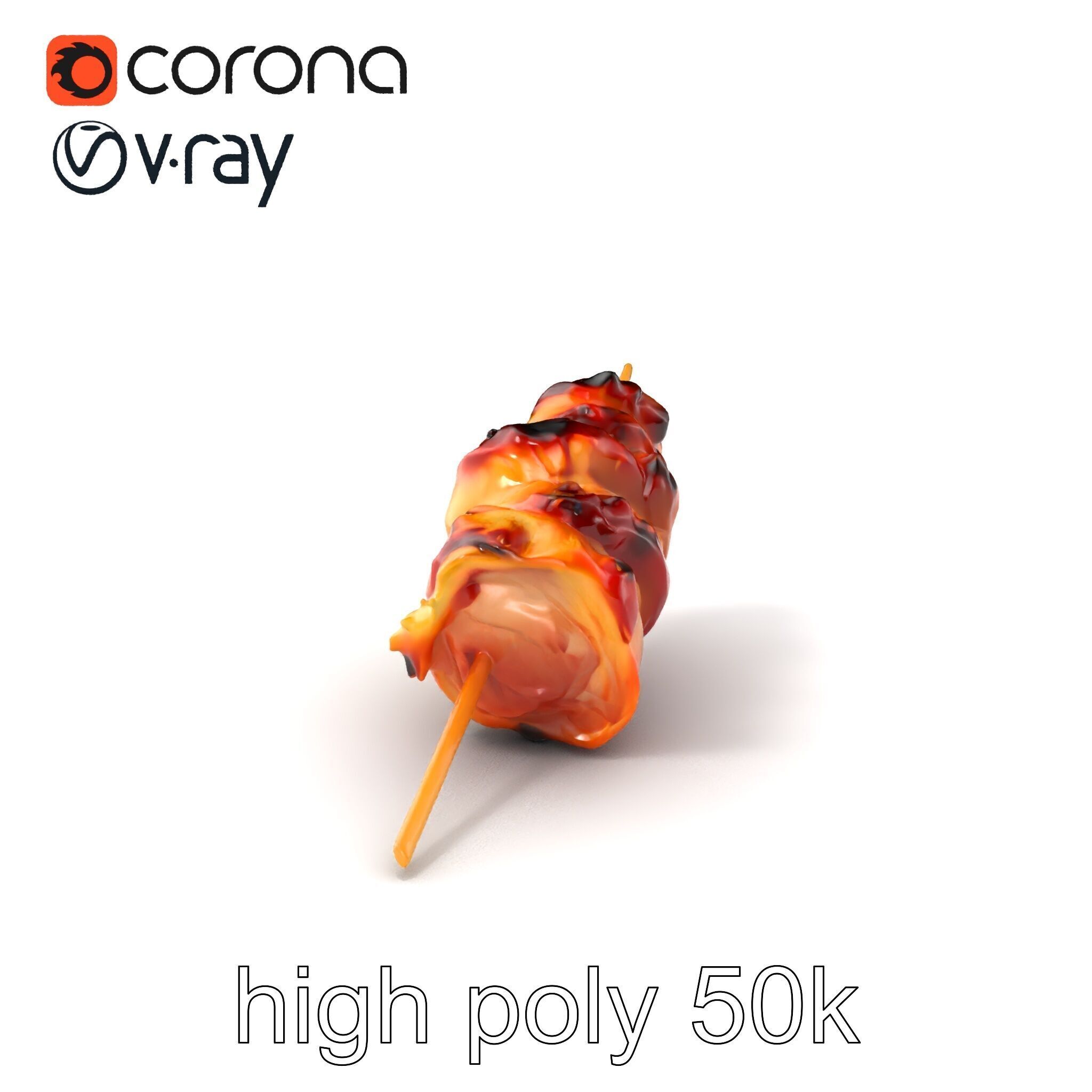 Realistic Pork Skewer model pack Low-poly 3D model_2