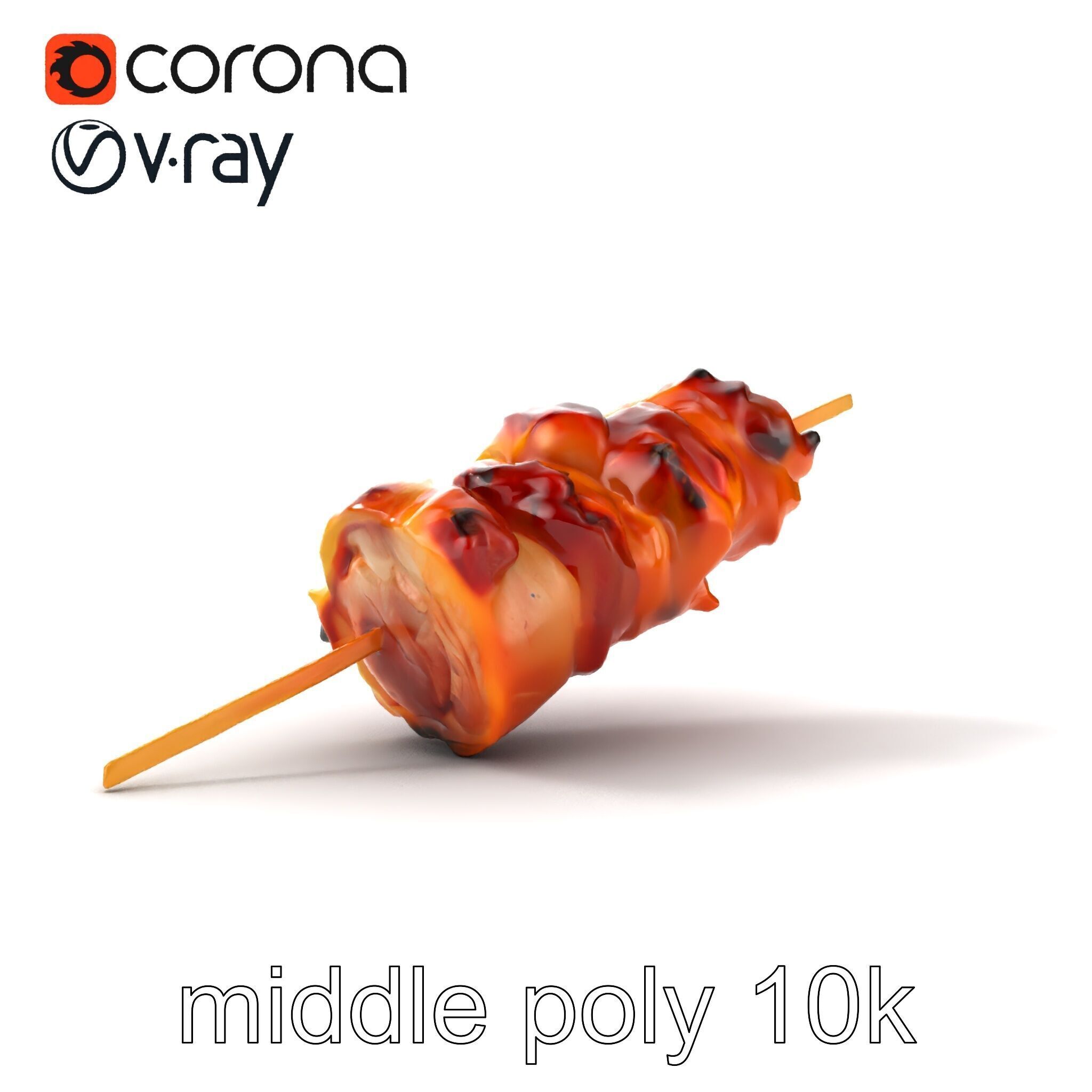 Realistic Pork Skewer model pack Low-poly 3D model_23