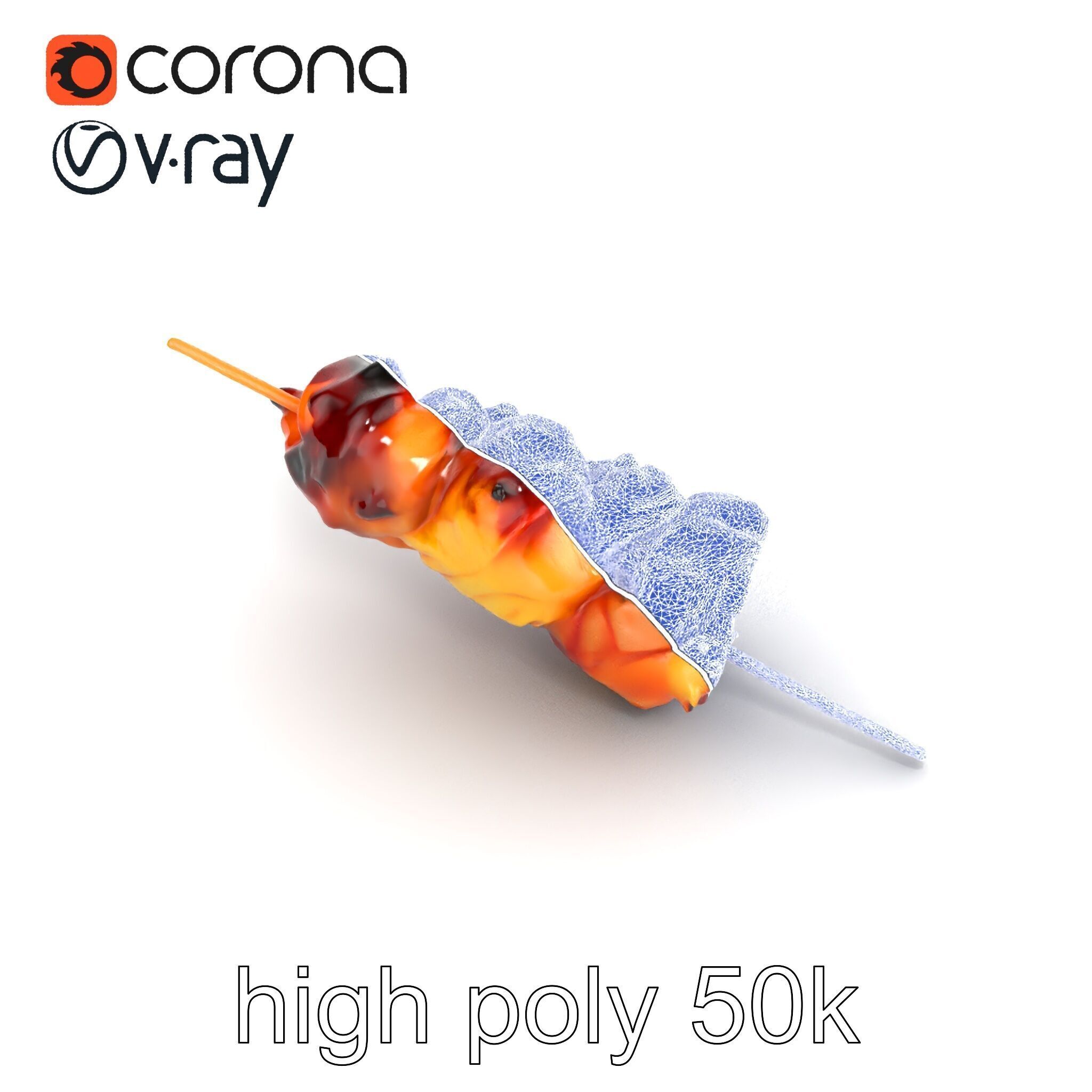Realistic Pork Skewer model pack Low-poly 3D model_26