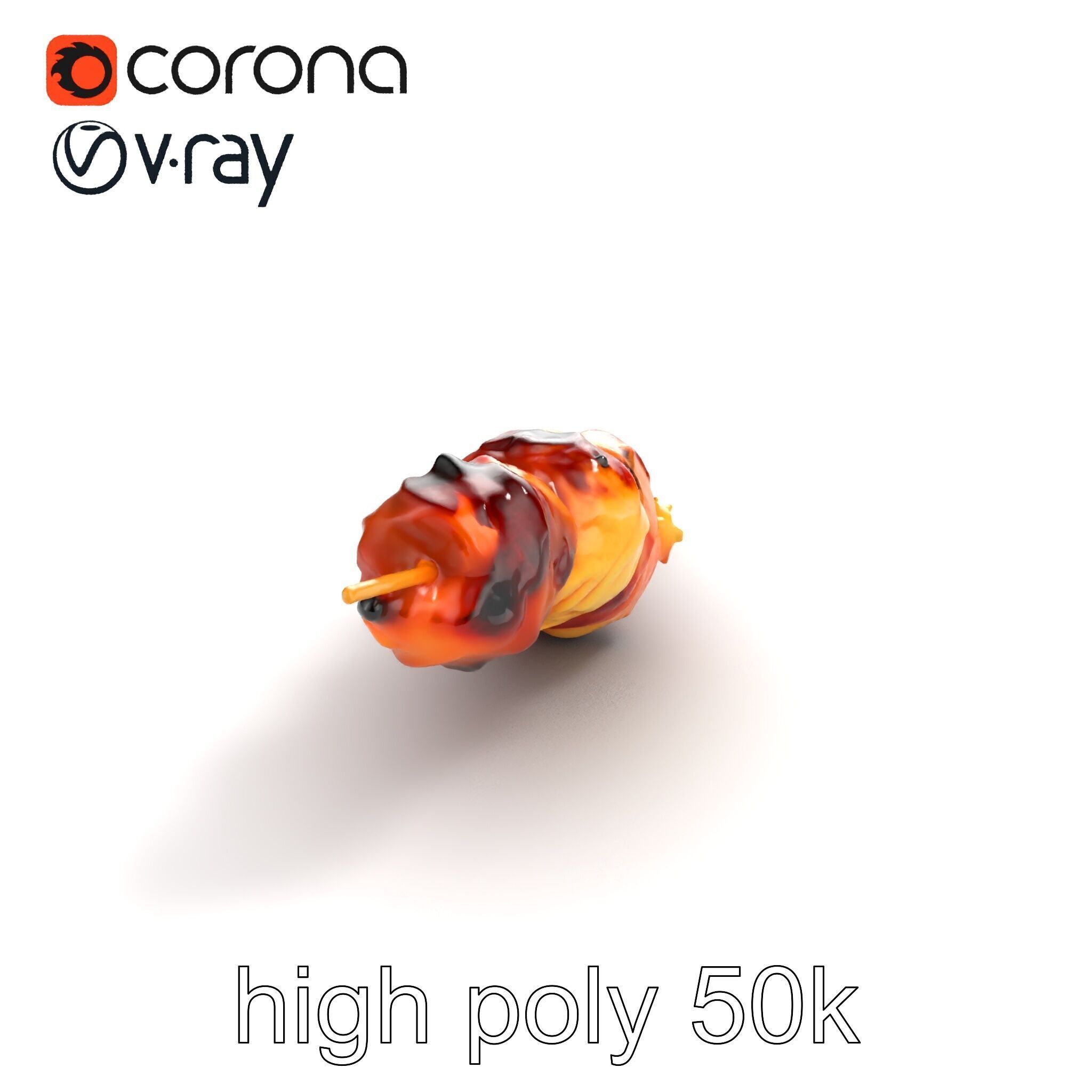 Realistic Pork Skewer model pack Low-poly 3D model_9