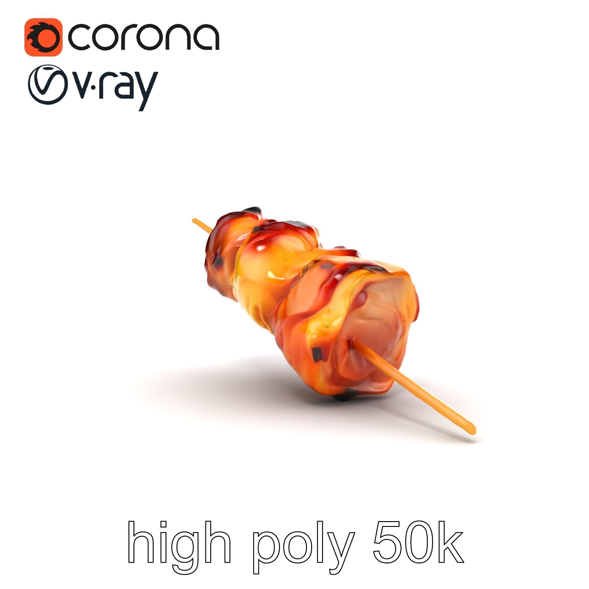 Realistic Pork Skewer model pack Low-poly 3D model_24