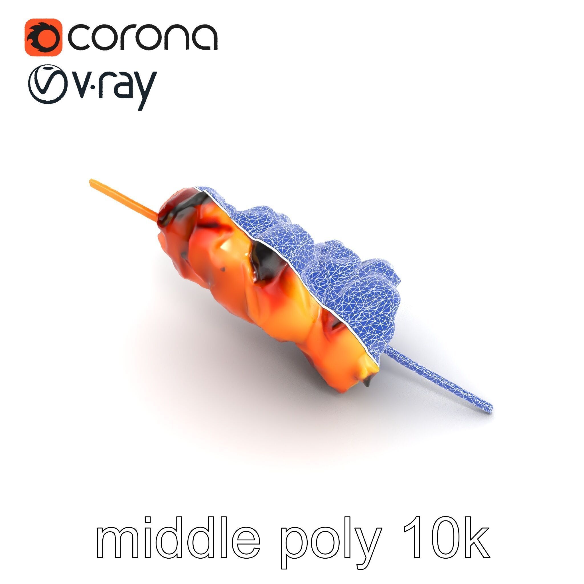 Realistic Pork Skewer model pack Low-poly 3D model_21