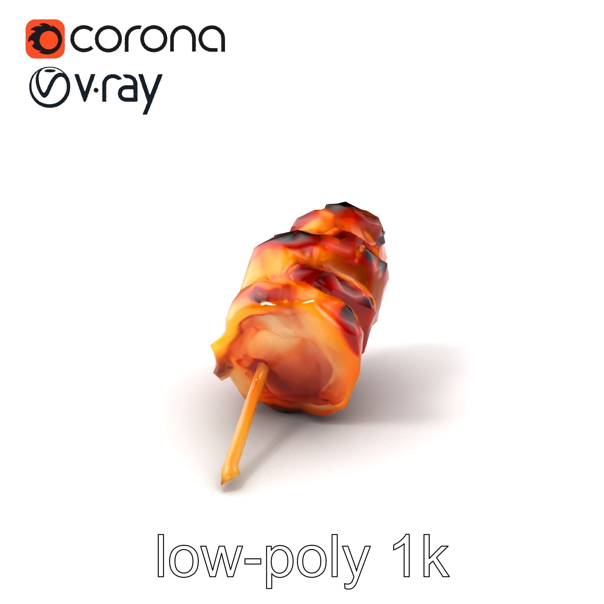 Realistic Pork Skewer model pack Low-poly 3D model_4