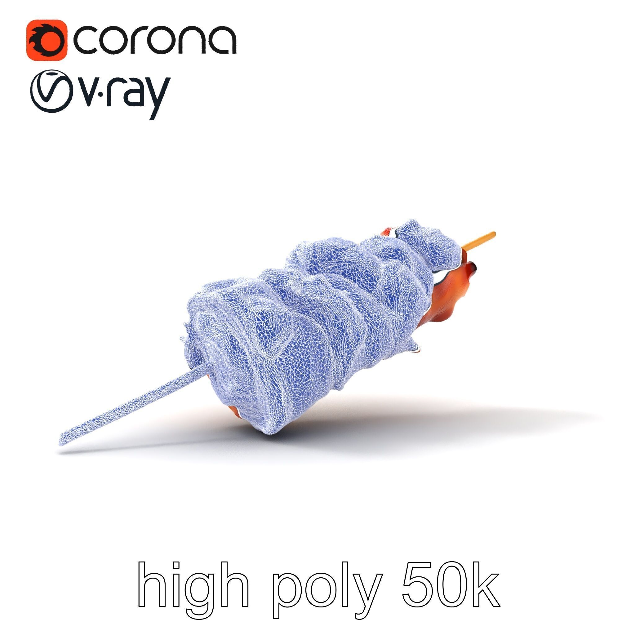 Realistic Pork Skewer model pack Low-poly 3D model_15