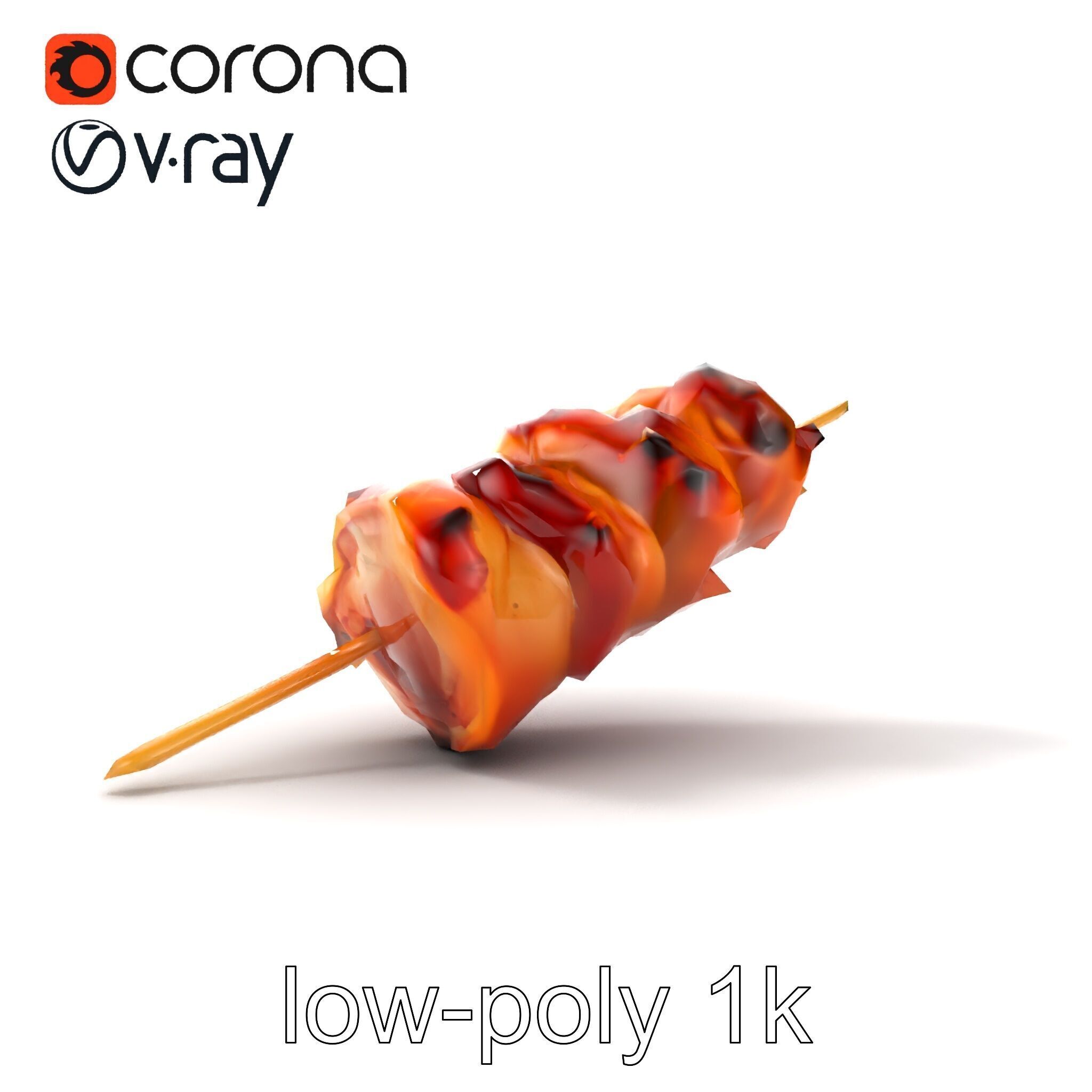 Realistic Pork Skewer model pack Low-poly 3D model_11