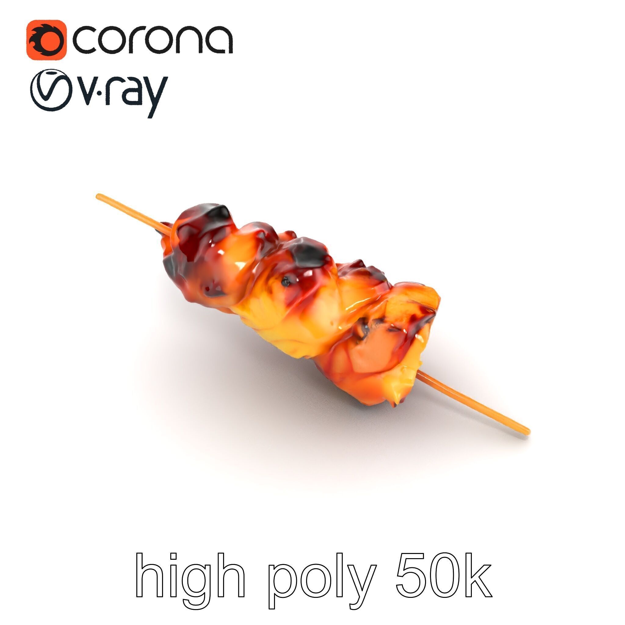 Realistic Pork Skewer model pack Low-poly 3D model_12