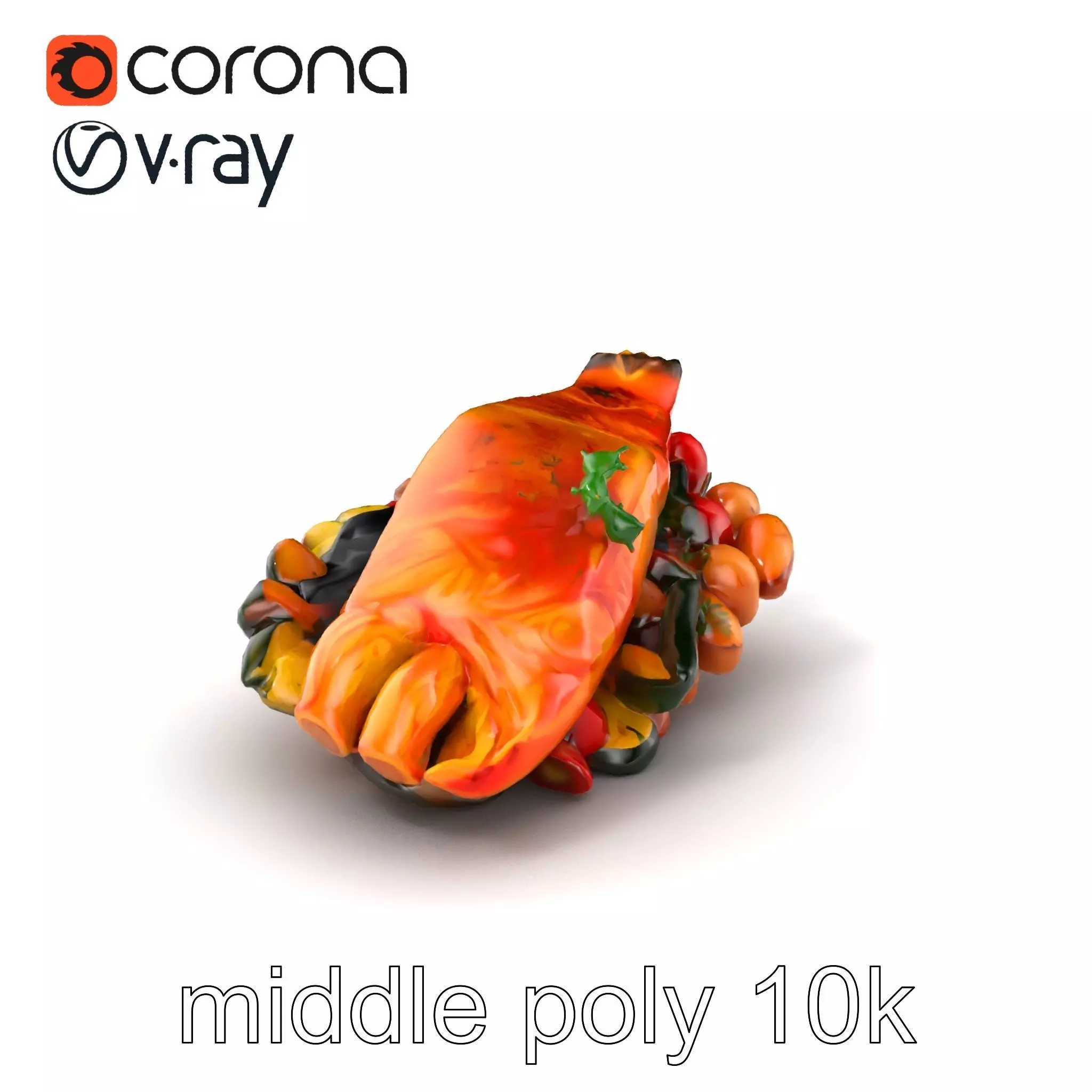 Whole Baked Salmon Platter Model Pack Low-poly 3D model