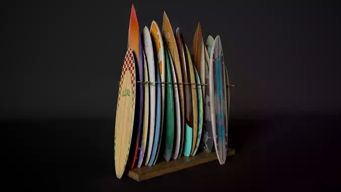 Surfboard Collection Pack - Game-Reedy  Low-poly 3D model