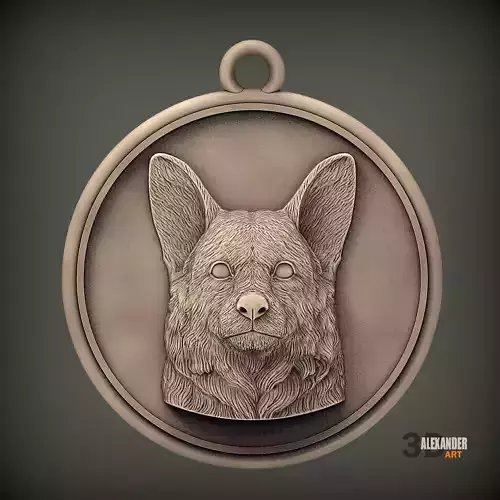 Cardigan Corgi head relief 3D print model