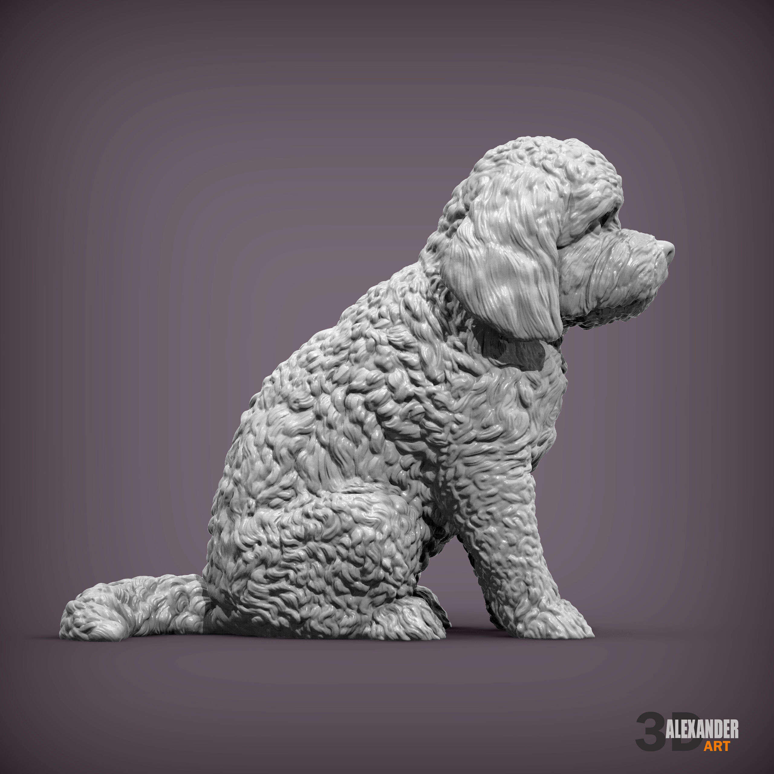 CockerPoo sitting 3D print model_1