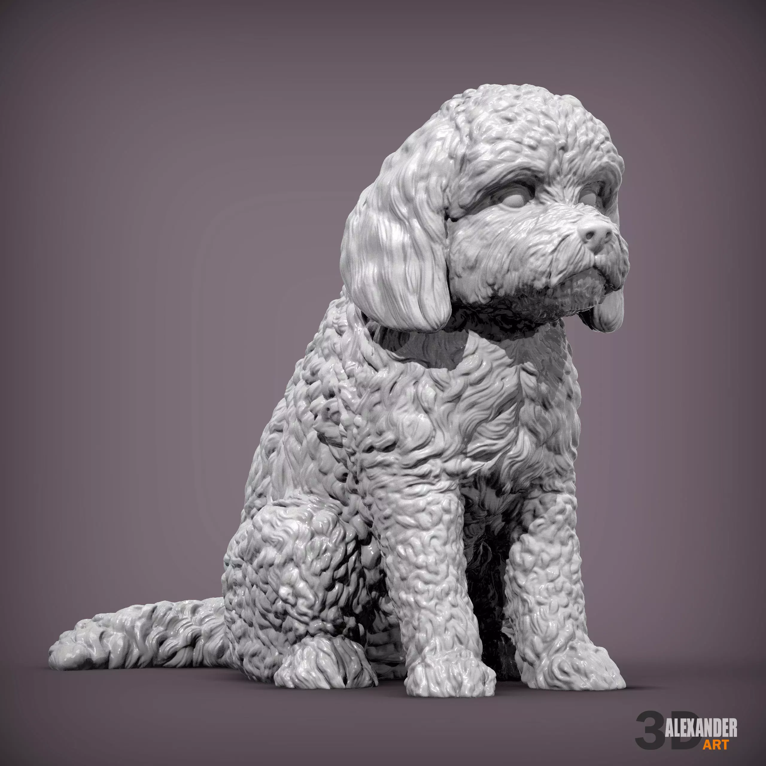CockerPoo sitting 3D print model_0