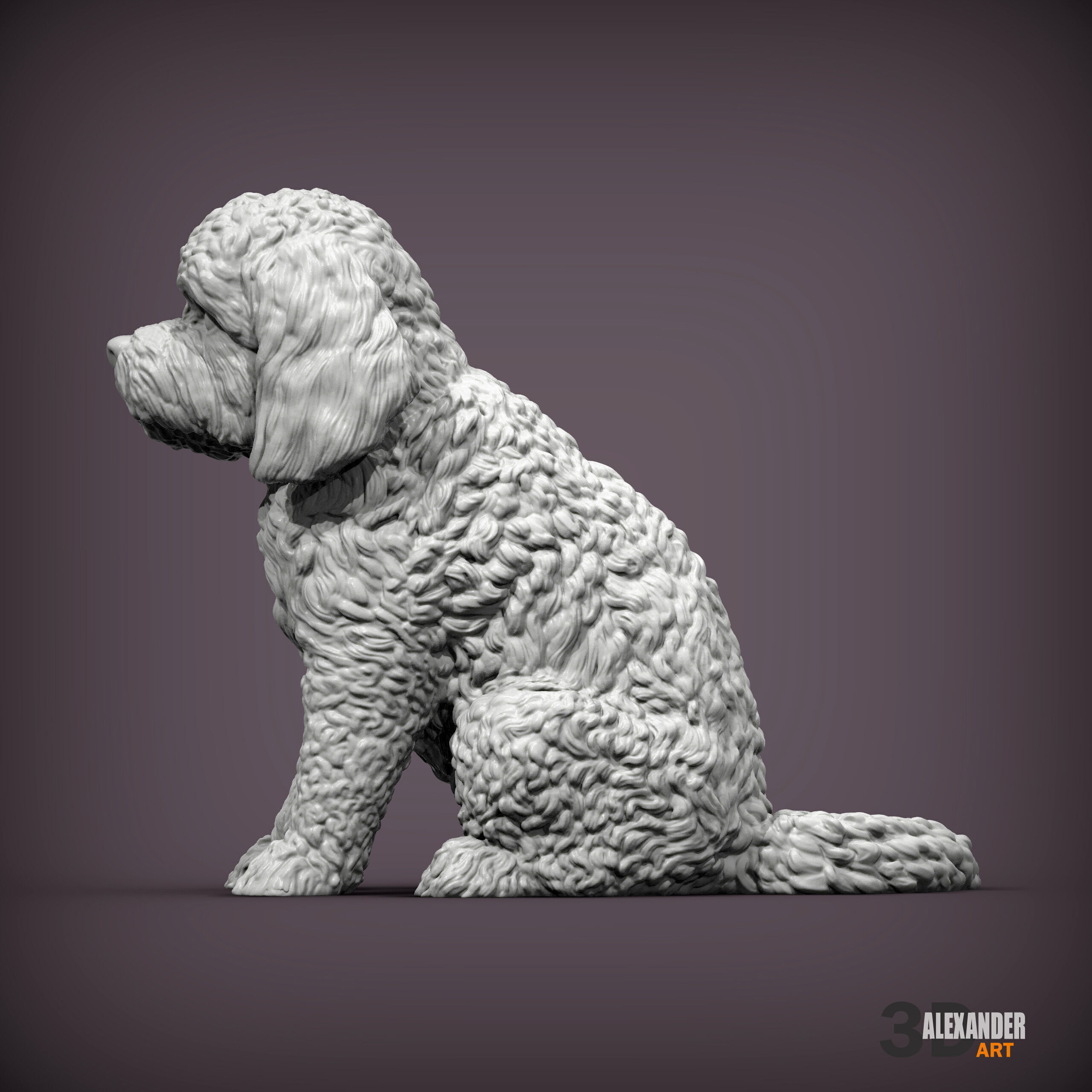 CockerPoo sitting 3D print model_3