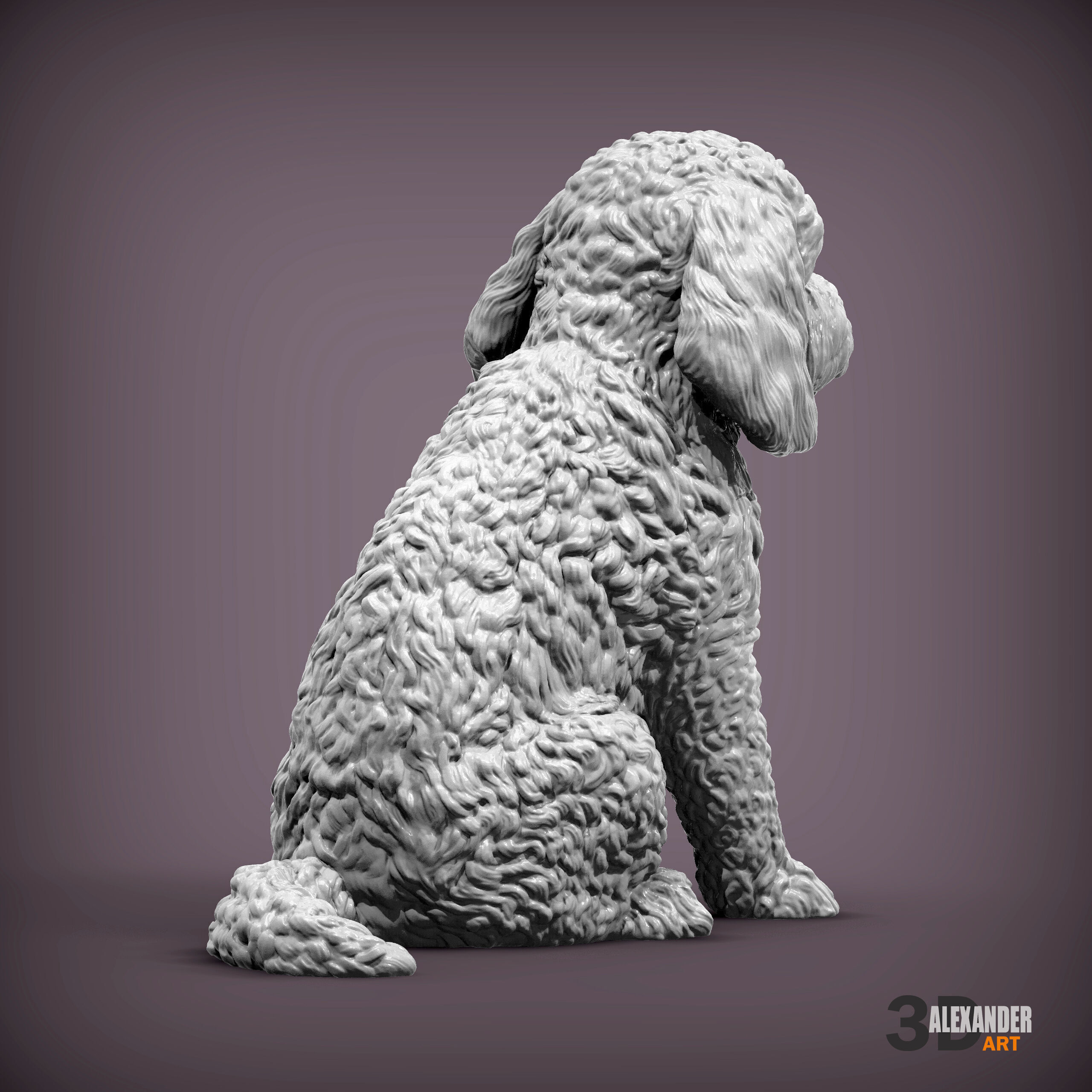 CockerPoo sitting 3D print model_4