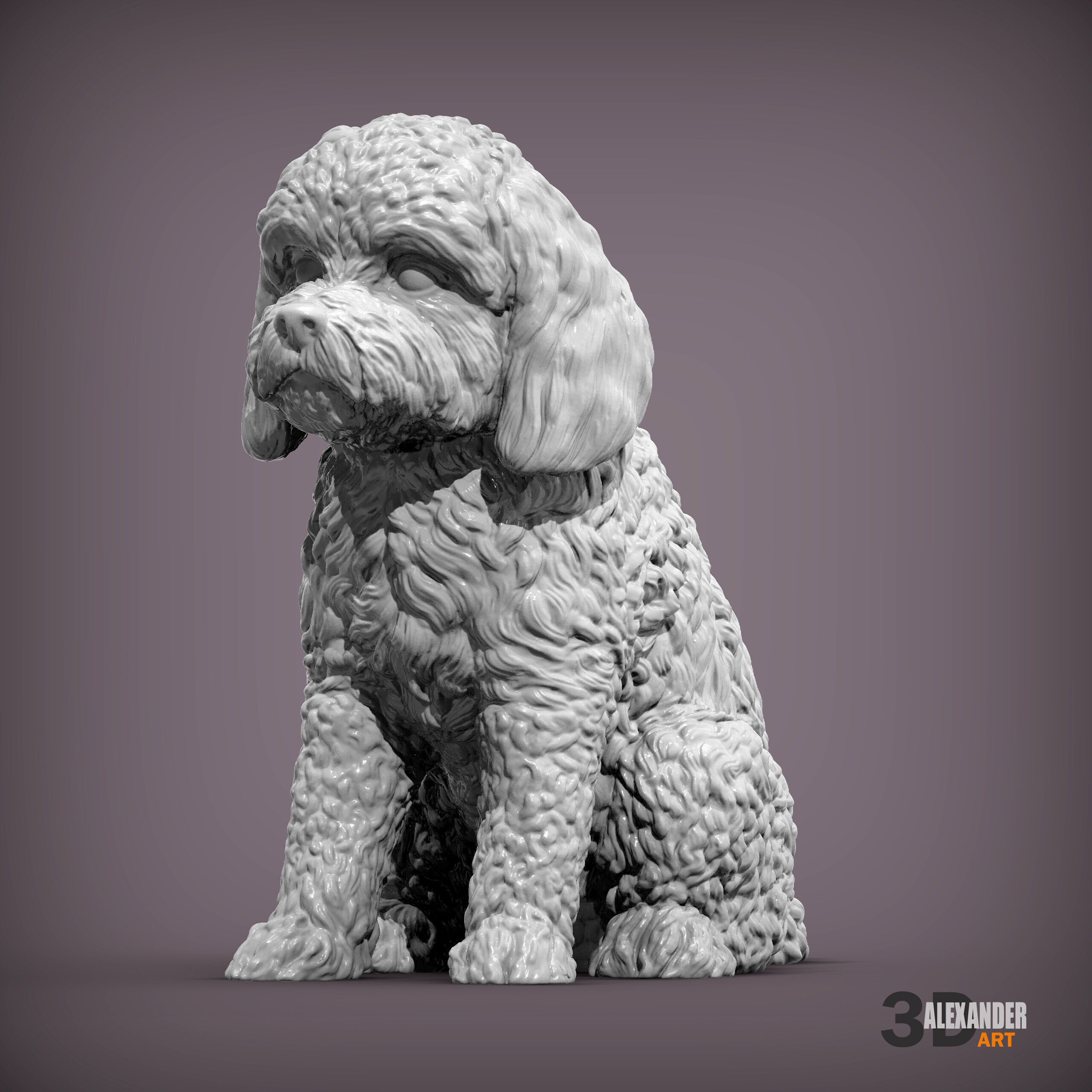 CockerPoo sitting 3D print model_2