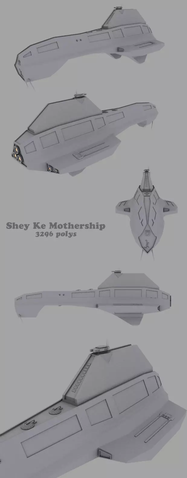 Mothership spaceship with different views Free 3D model