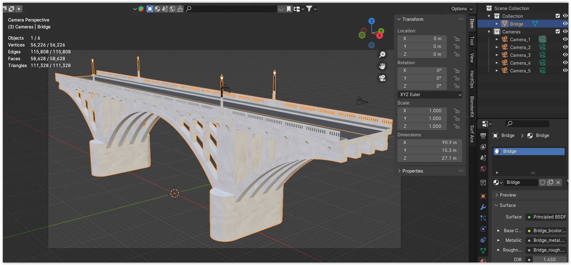 Road bridge PBR 3D model_9