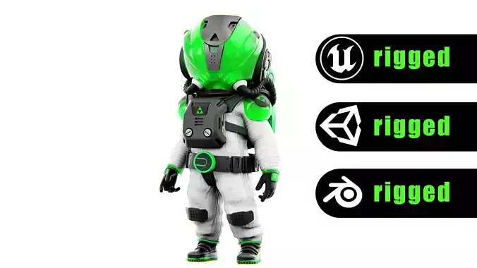 TOON ASTRONAUT F-E  Rigged for Unreal Engine - Unity - MIXAMO