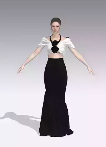 dress two rose detail  Low-poly 3D model