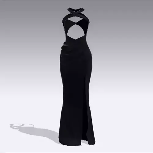 dress black cross strap twist