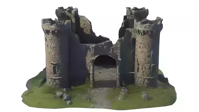 damaged medieval castle  Low-poly 3D model
