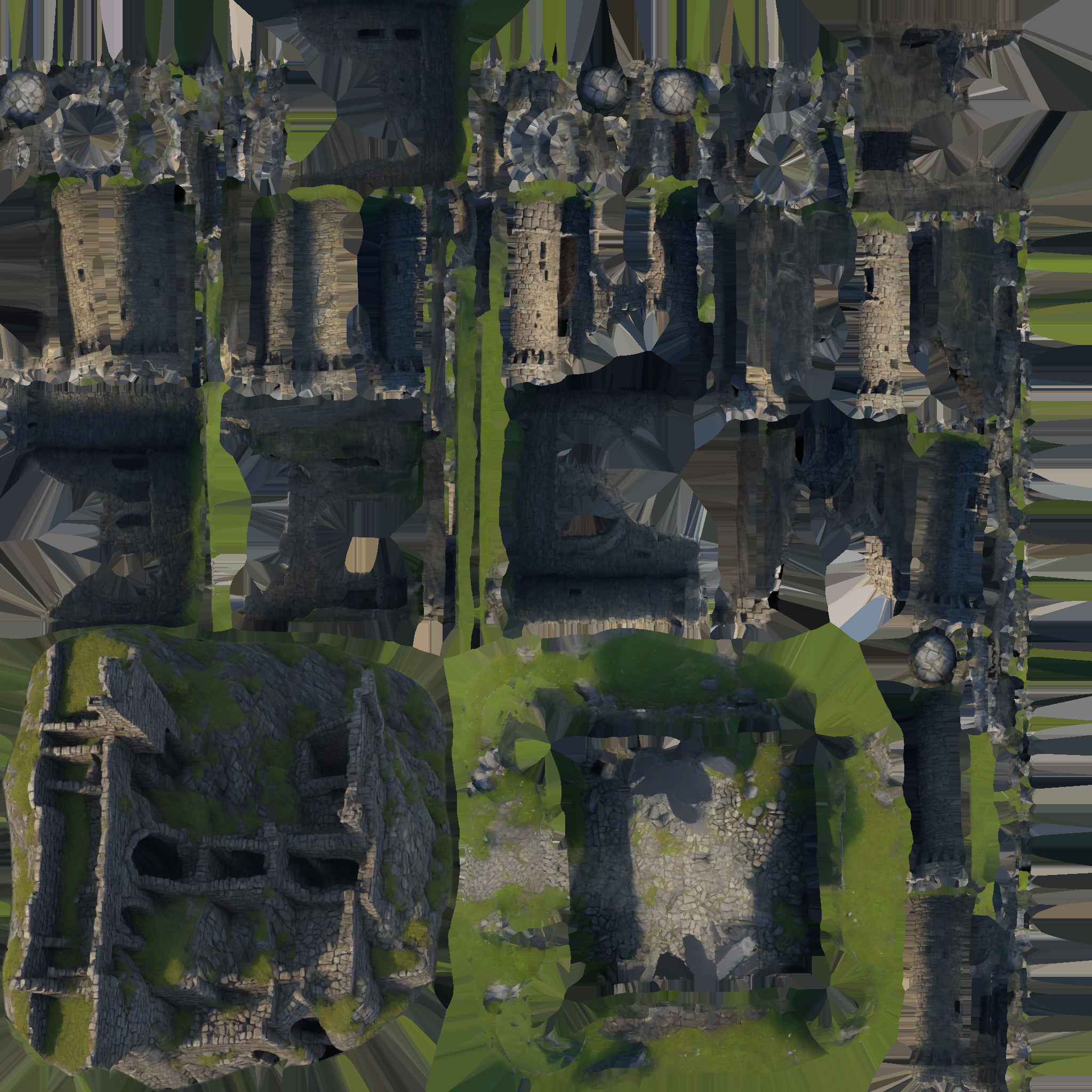 damaged medieval castle  Low-poly 3D model_3