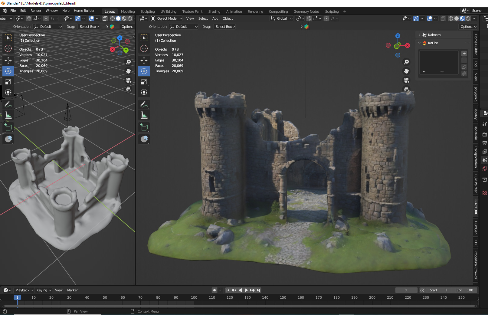 damaged medieval castle  Low-poly 3D model_1