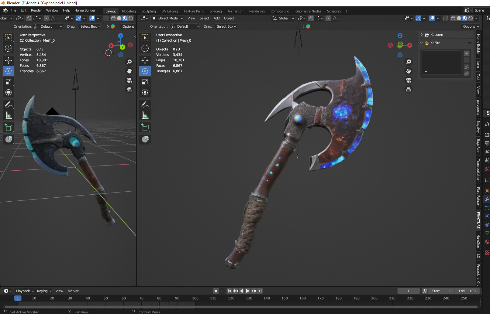 Fantasy axe Low-poly 3D model_2