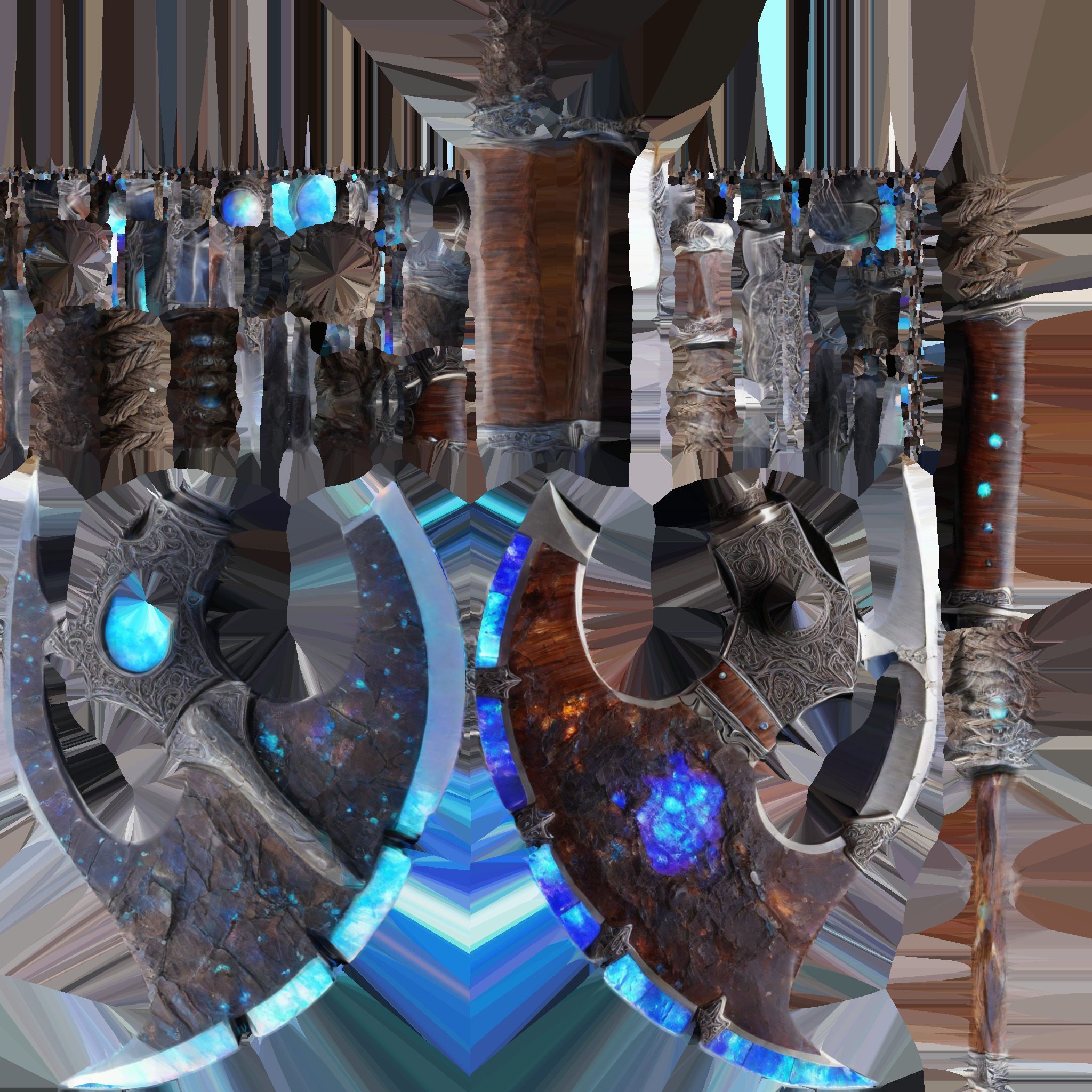 Fantasy axe Low-poly 3D model_6