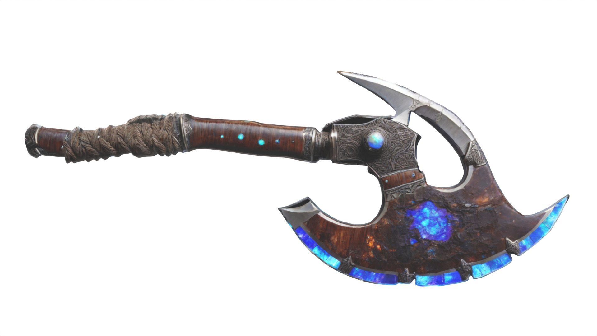 Fantasy axe Low-poly 3D model_3