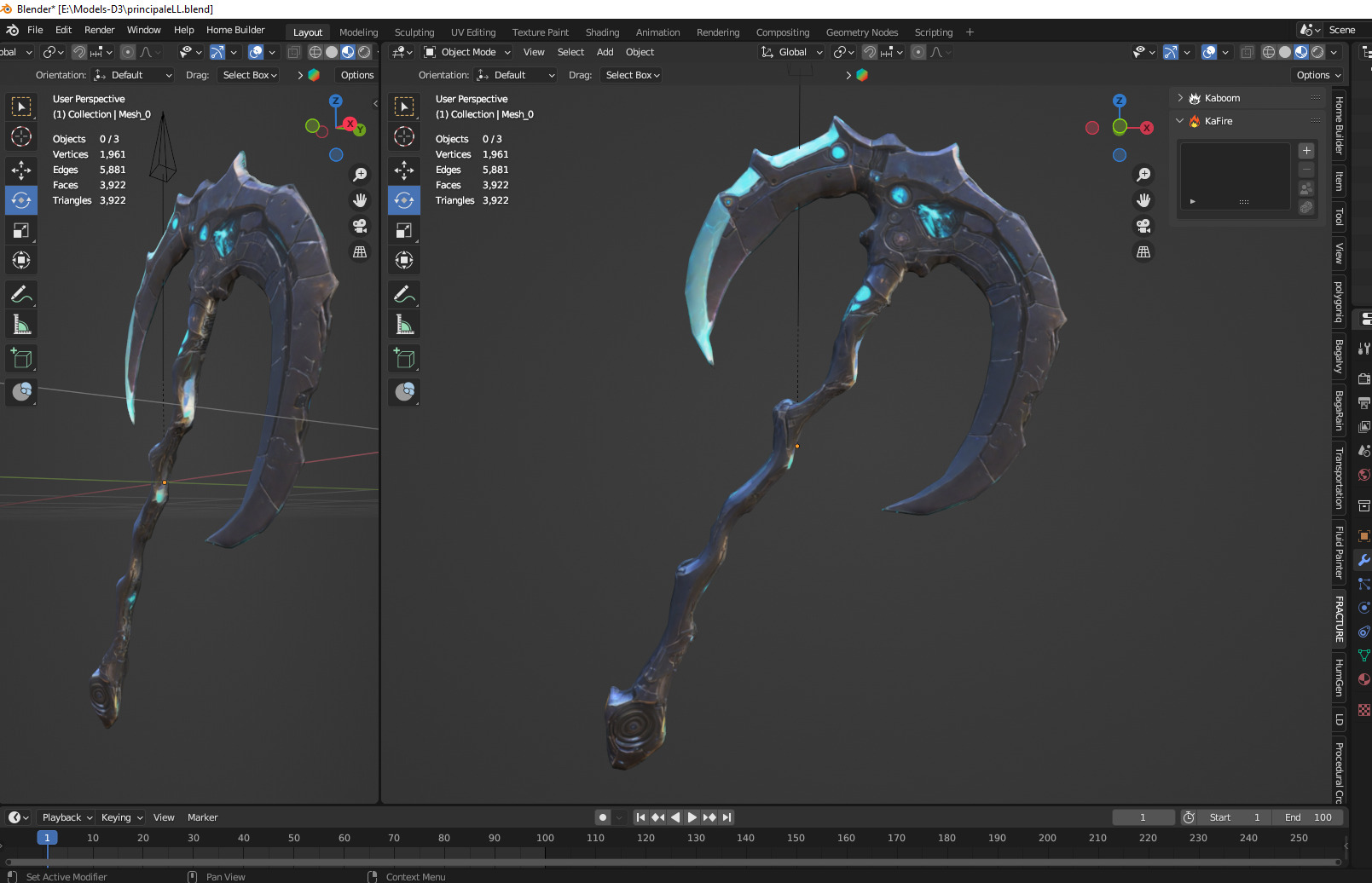 fantasy axe Low-poly 3D model_2
