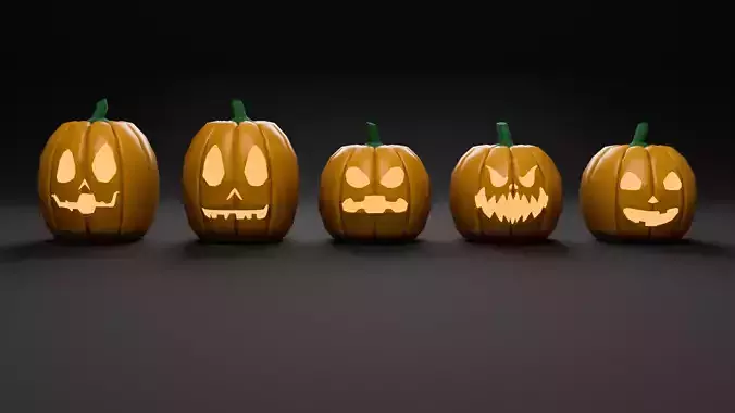Stylized Halloween Pumpkins Low-poly 3D model