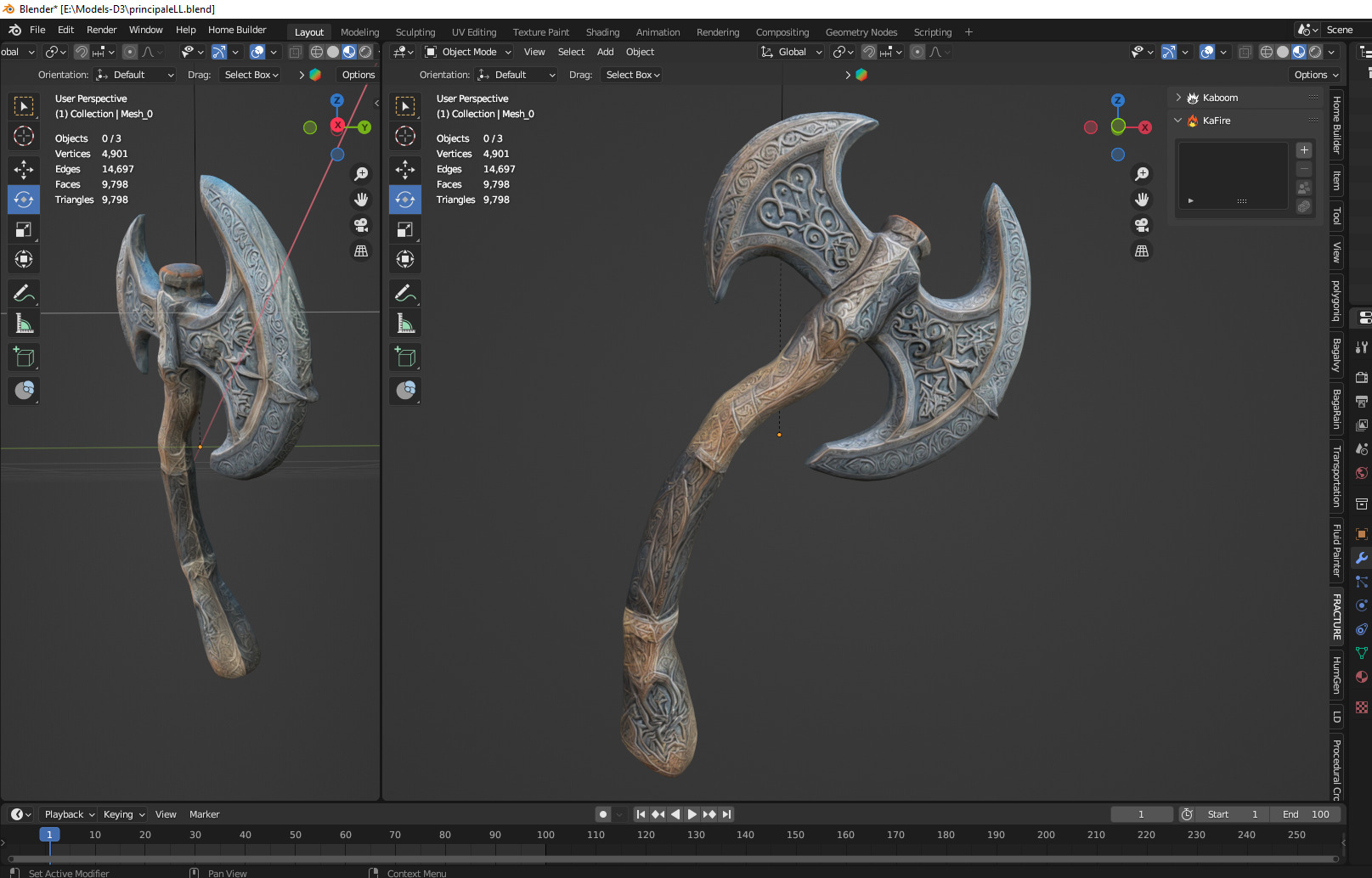 fantasy axe Low-poly 3D model_2
