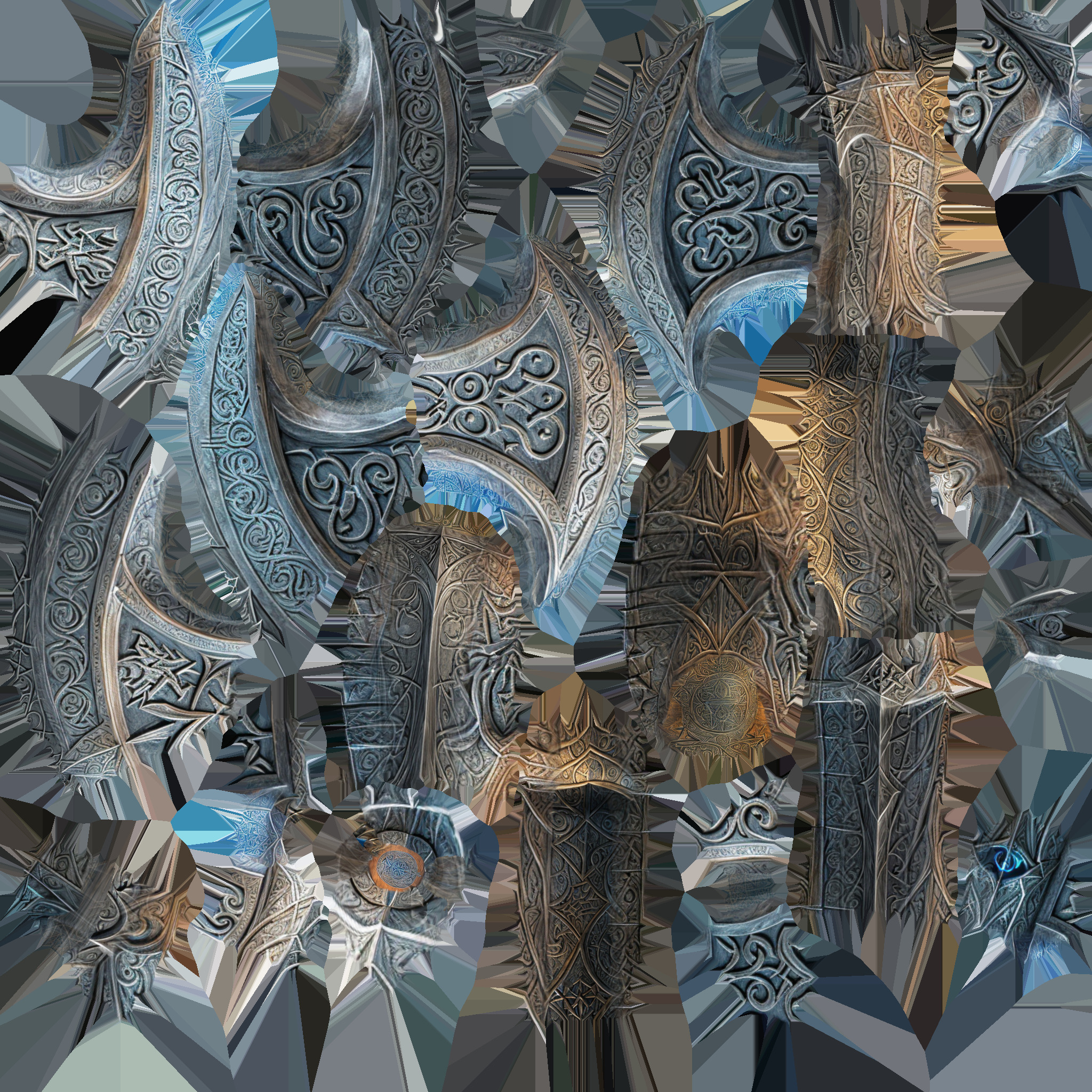 fantasy axe Low-poly 3D model_6