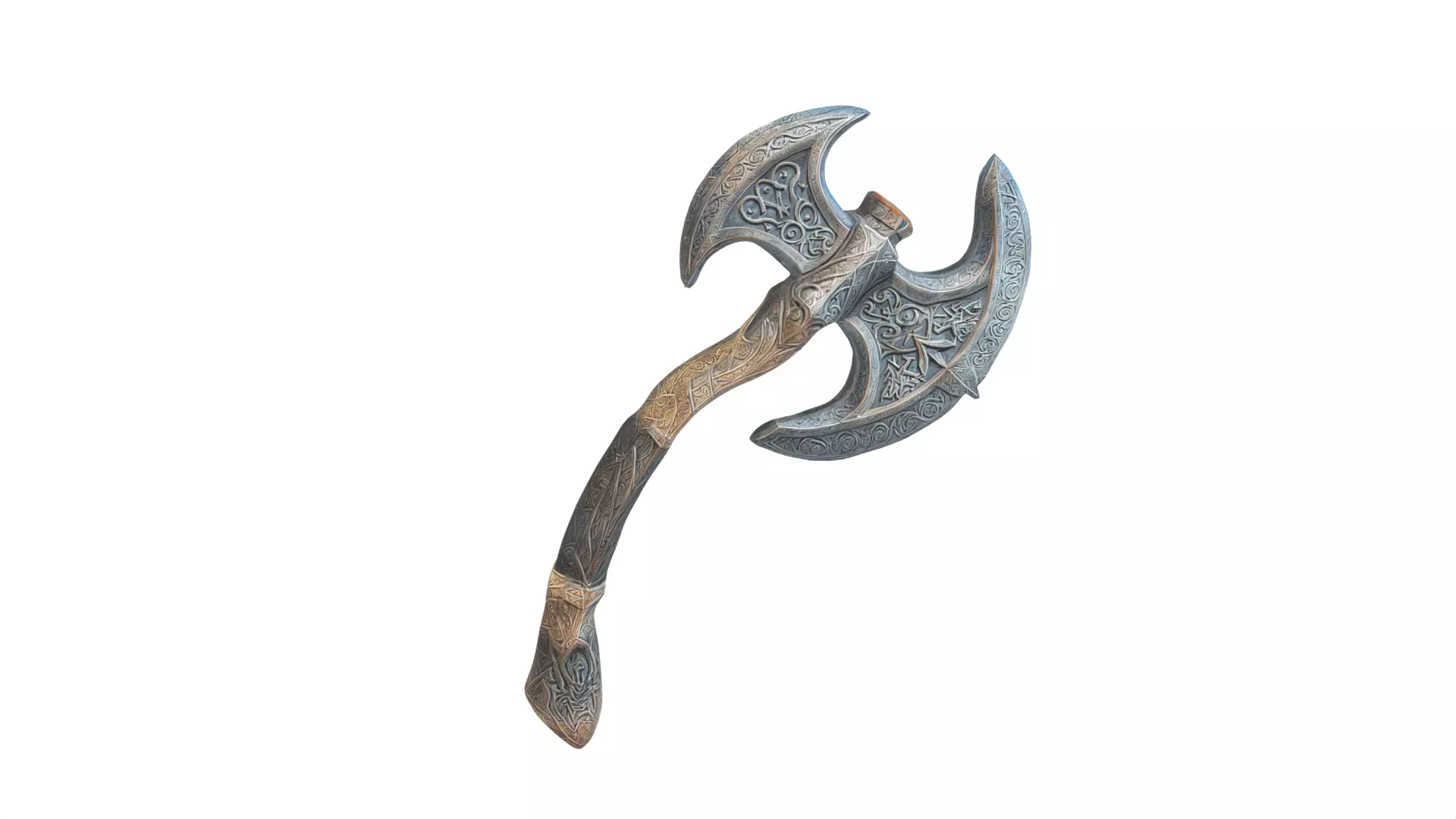 fantasy axe Low-poly 3D model_0
