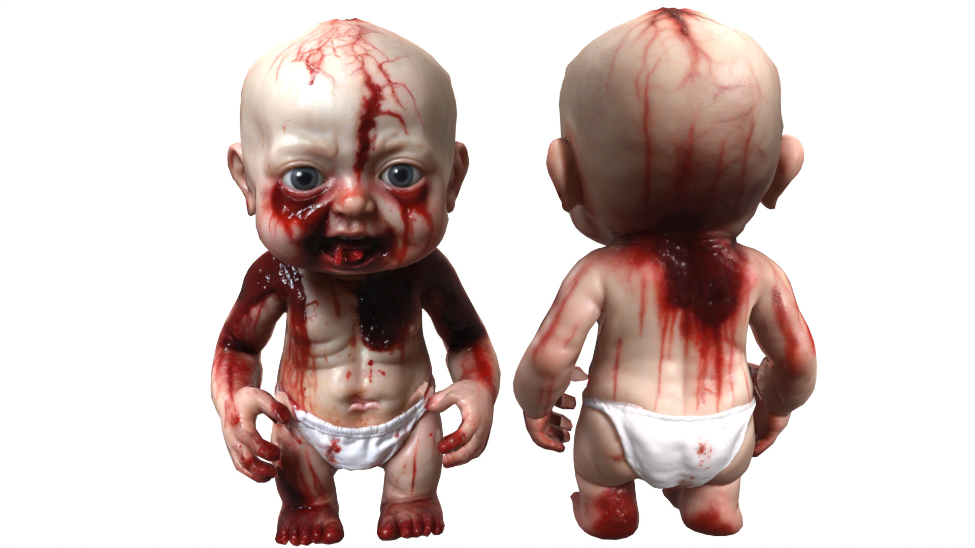 scary baby  Low-poly 3D model_2
