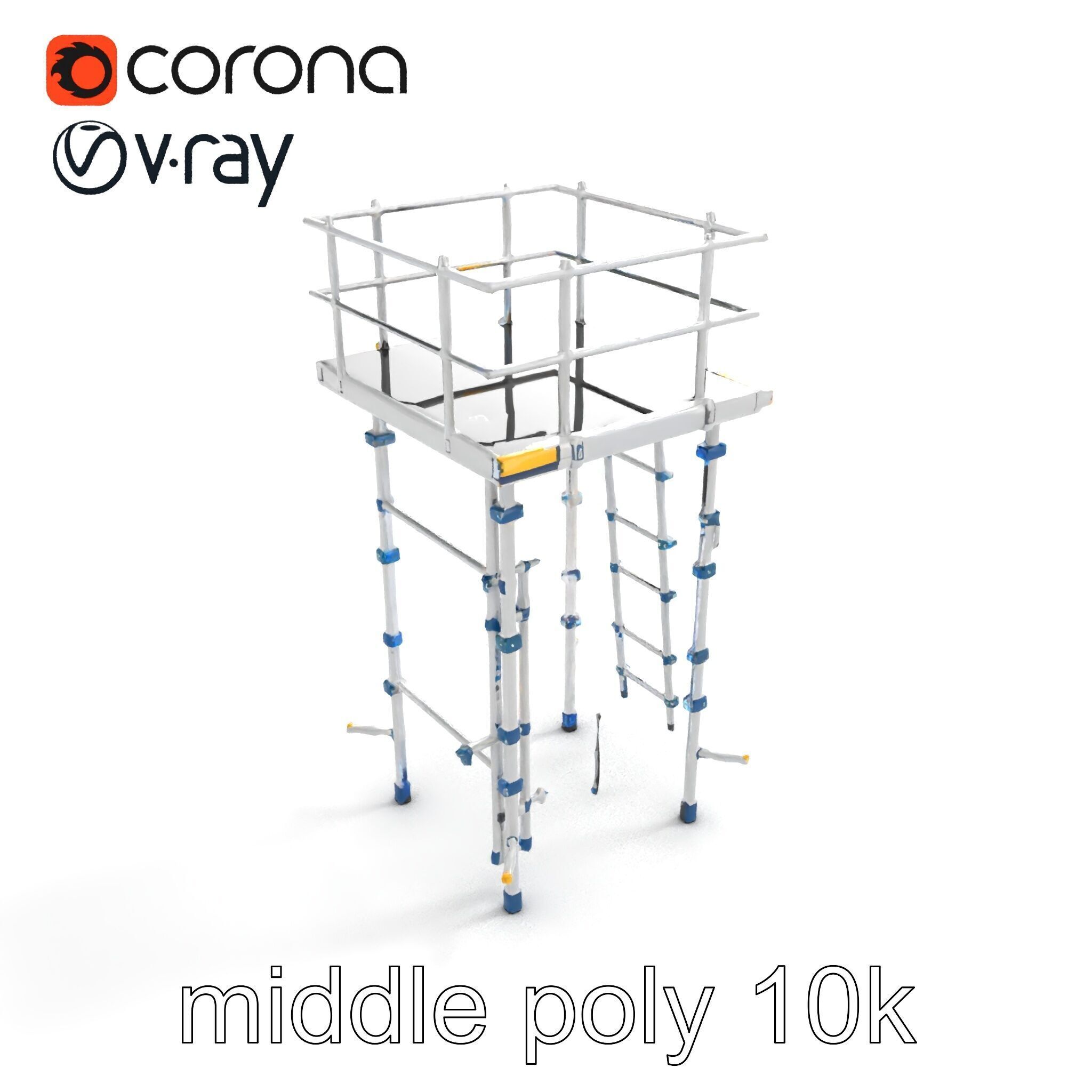 Modular Scaffold Ladder Heavy-Duty Metal Design model pack Low-poly 3D model_8