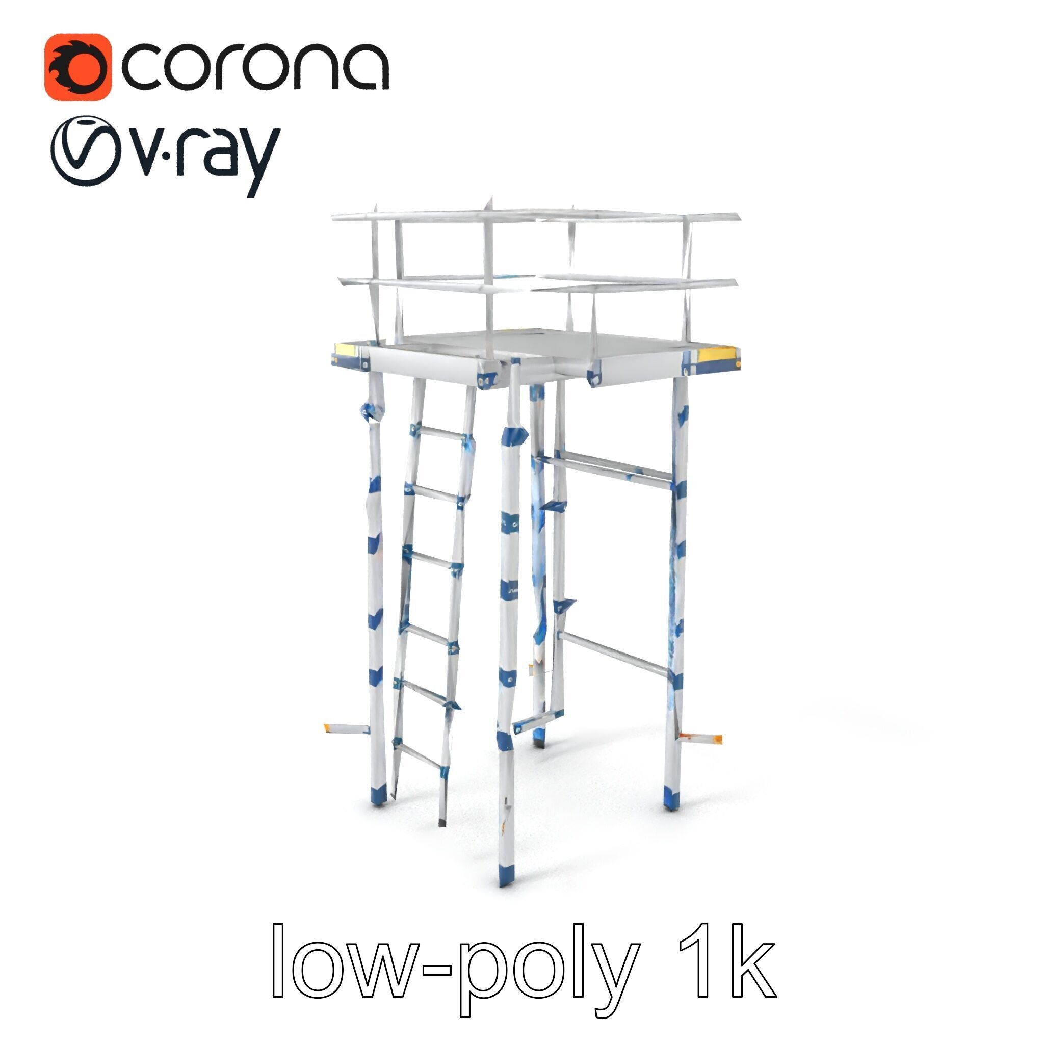 Modular Scaffold Ladder Heavy-Duty Metal Design model pack Low-poly 3D model_5