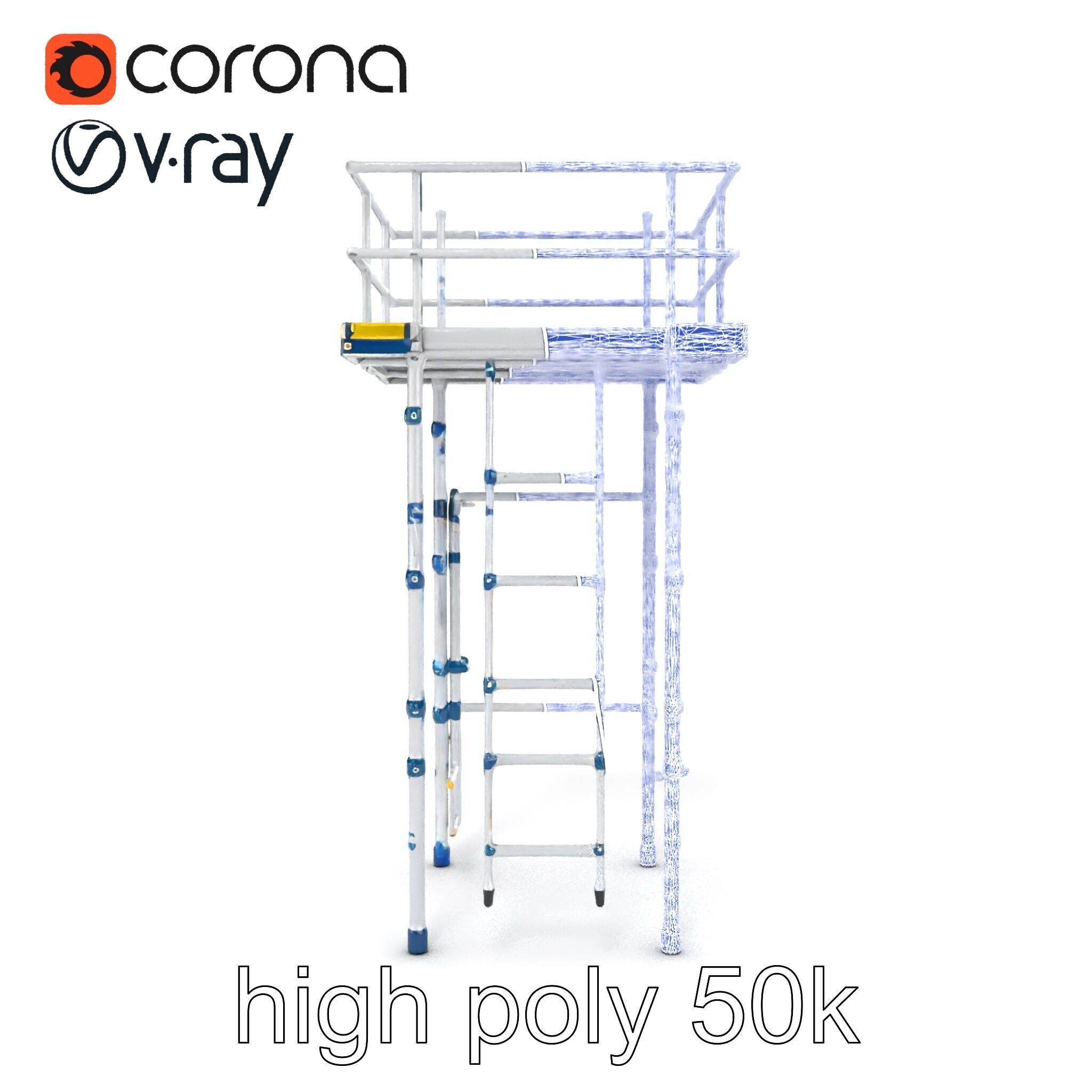 Modular Scaffold Ladder Heavy-Duty Metal Design model pack Low-poly 3D model_29