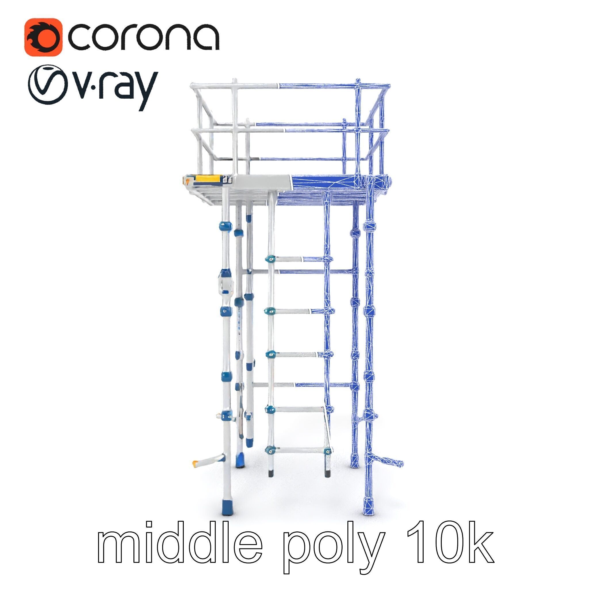 Modular Scaffold Ladder Heavy-Duty Metal Design model pack Low-poly 3D model_23