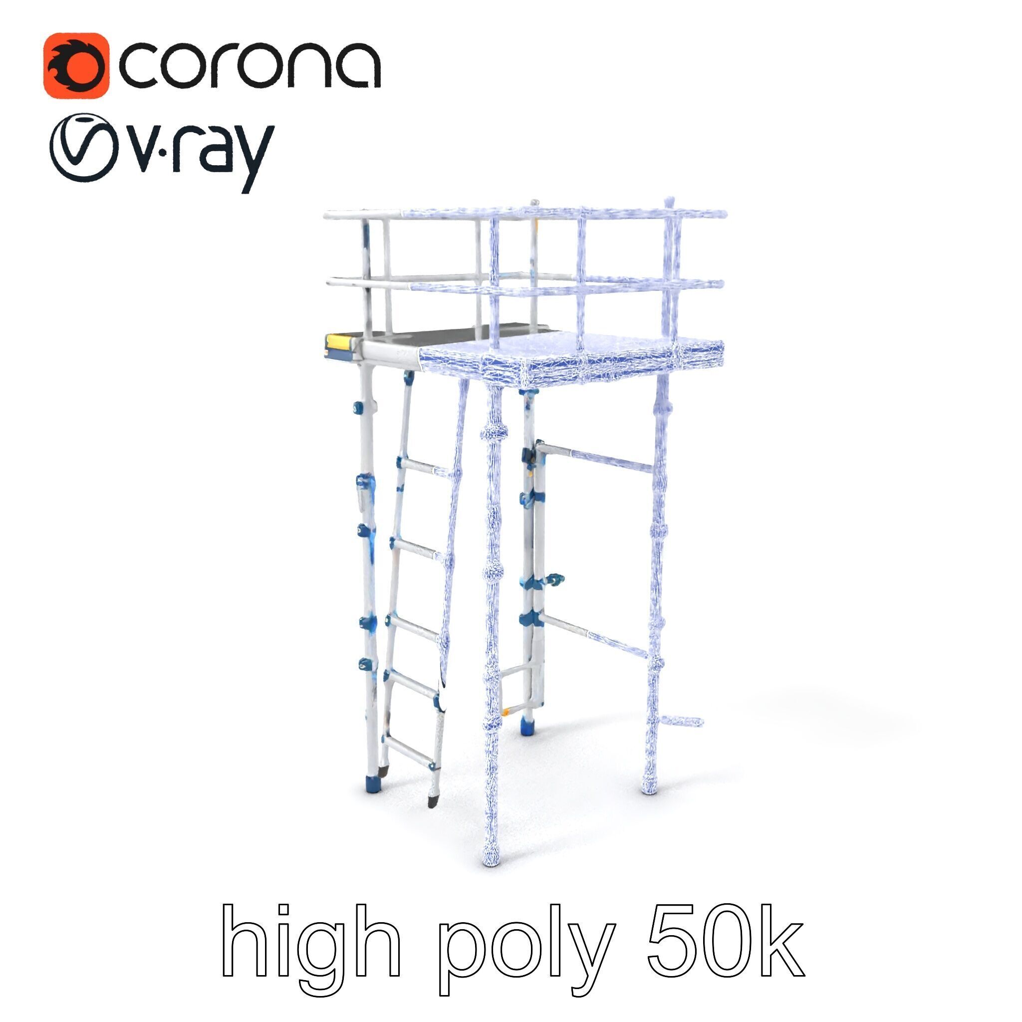 Modular Scaffold Ladder Heavy-Duty Metal Design model pack Low-poly 3D model_10