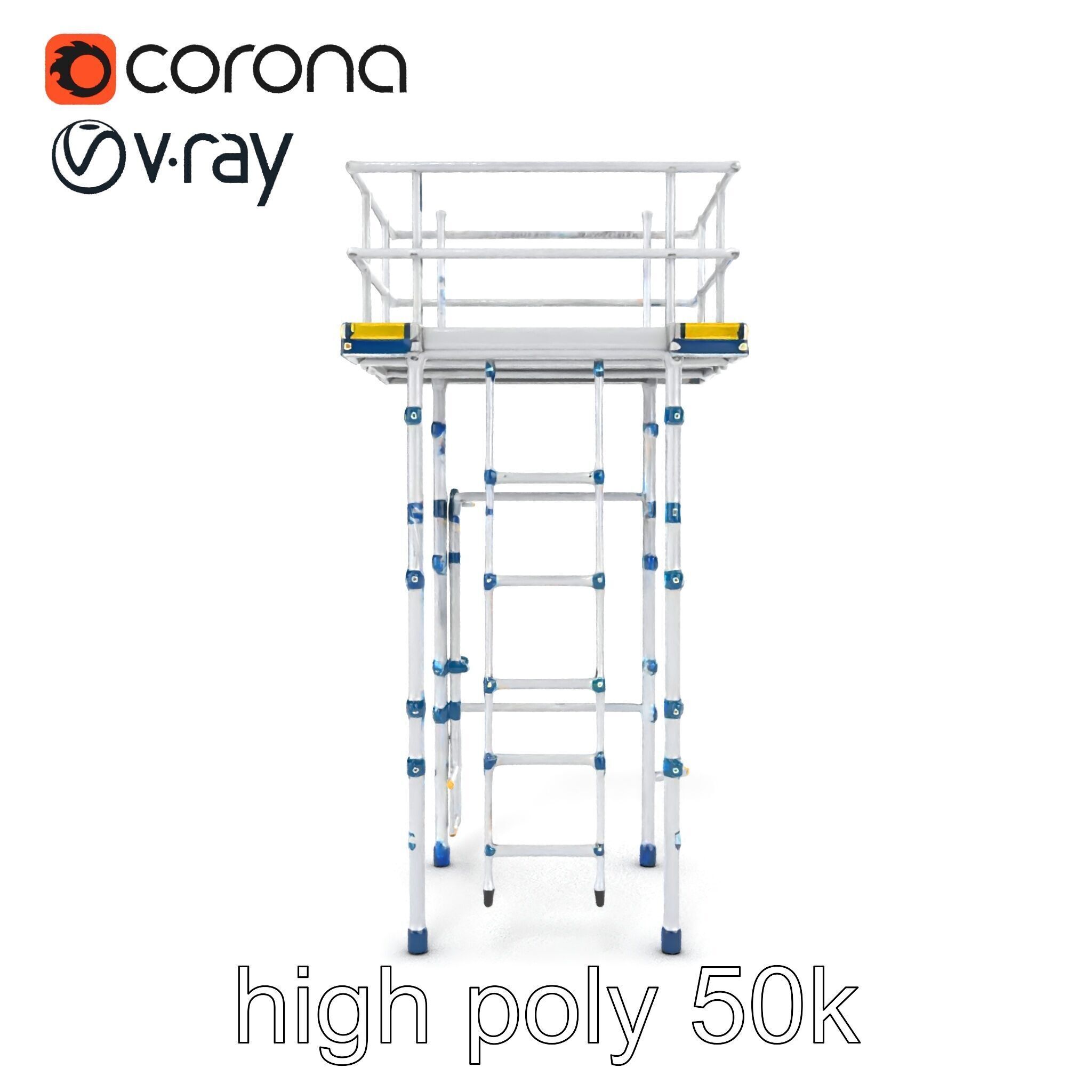 Modular Scaffold Ladder Heavy-Duty Metal Design model pack Low-poly 3D model_31