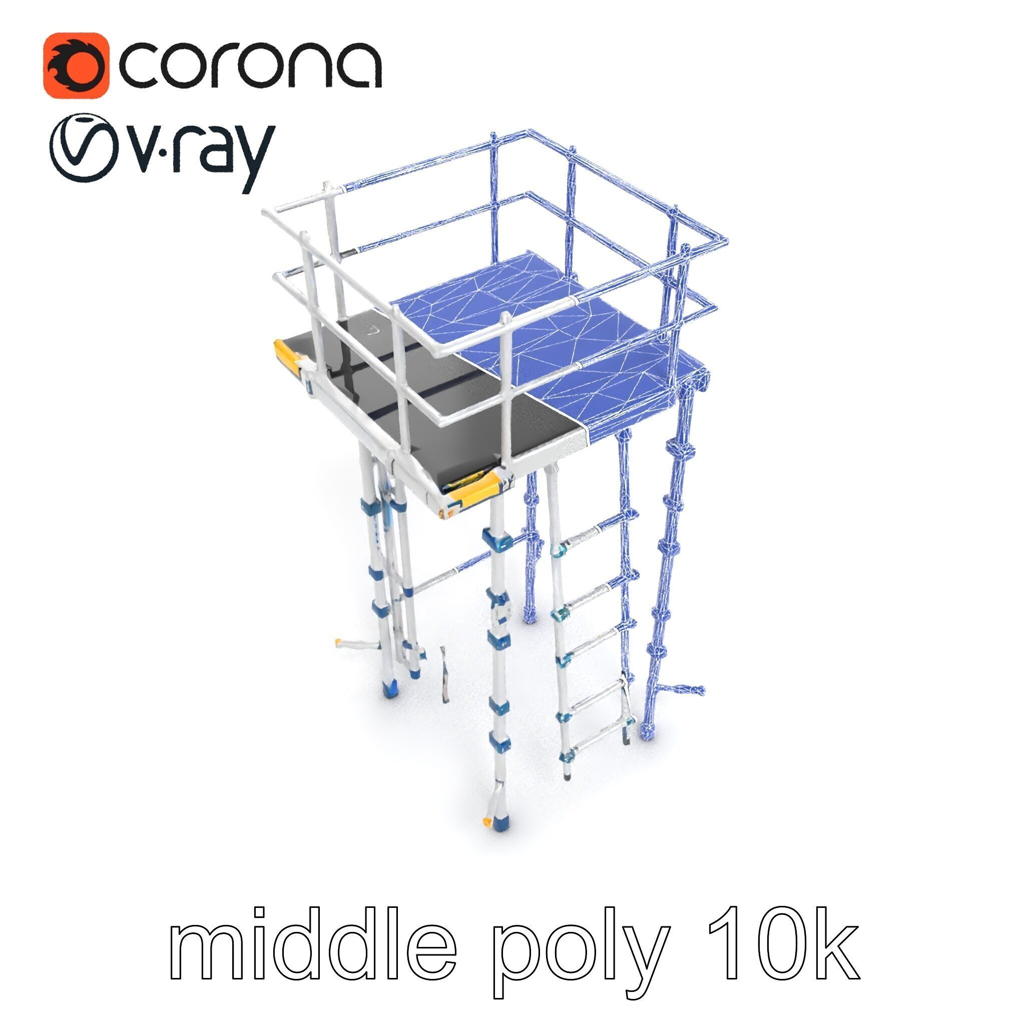 Modular Scaffold Ladder Heavy-Duty Metal Design model pack Low-poly 3D model_16