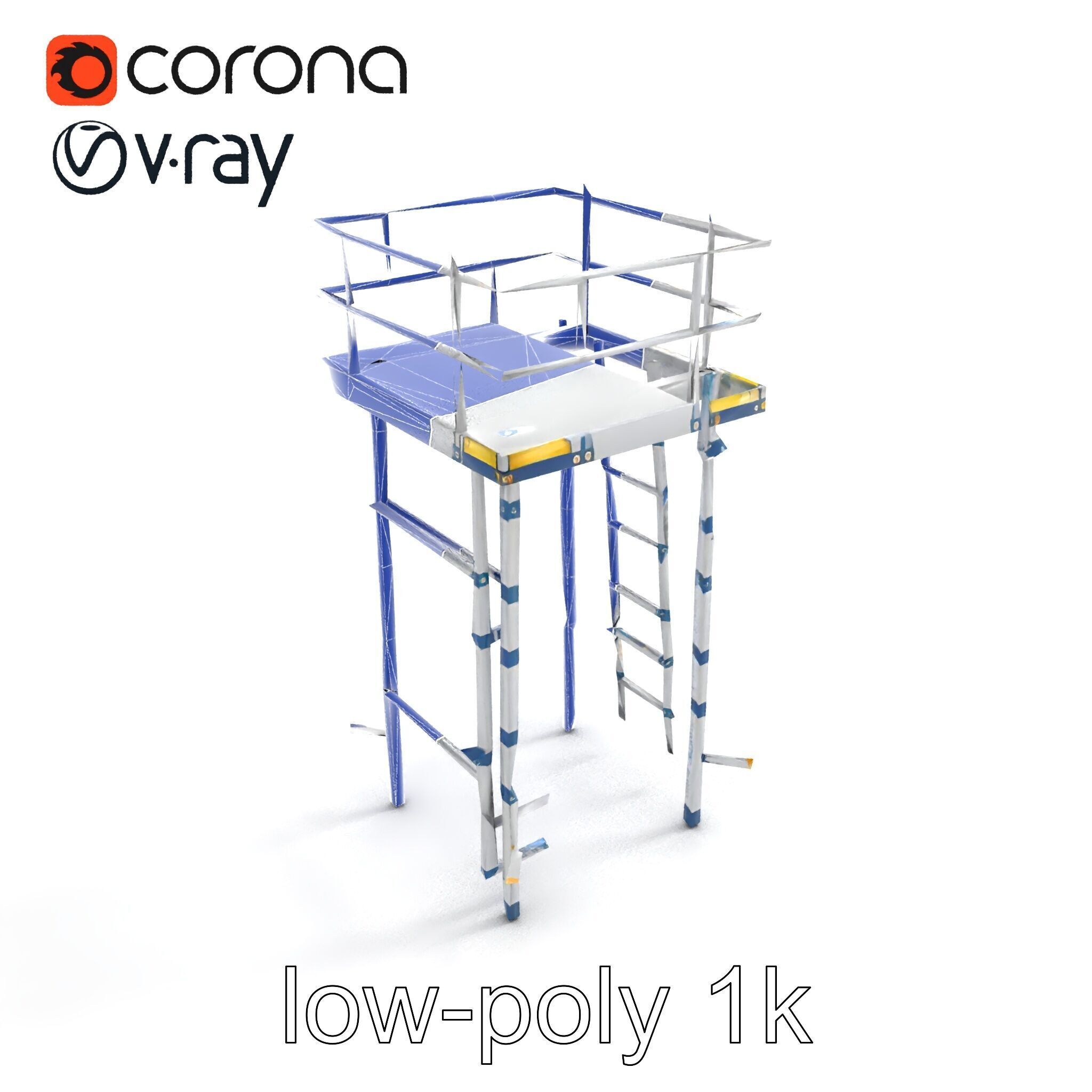 Modular Scaffold Ladder Heavy-Duty Metal Design model pack Low-poly 3D model_17