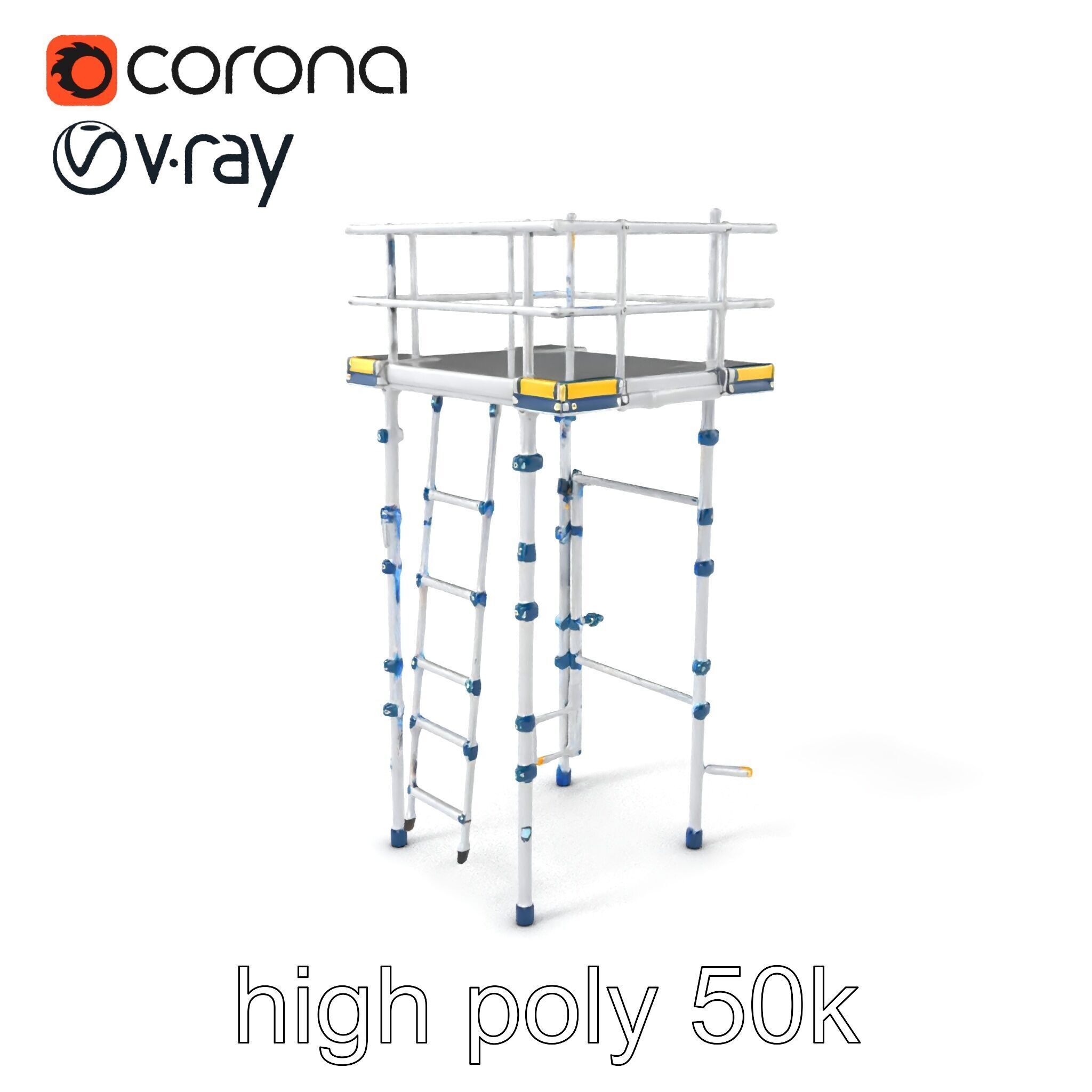 Modular Scaffold Ladder Heavy-Duty Metal Design model pack Low-poly 3D model_2