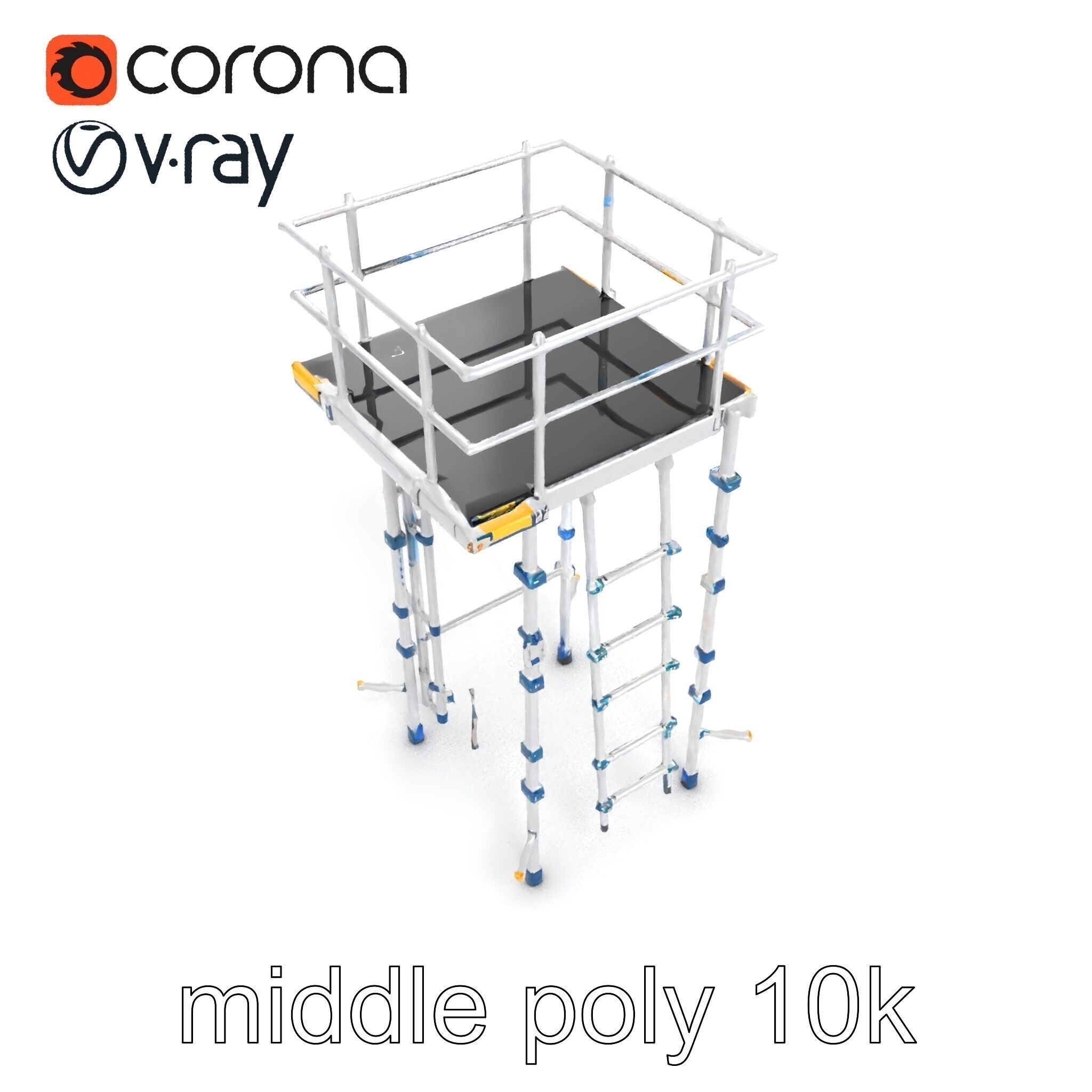 Modular Scaffold Ladder Heavy-Duty Metal Design model pack Low-poly 3D model_15
