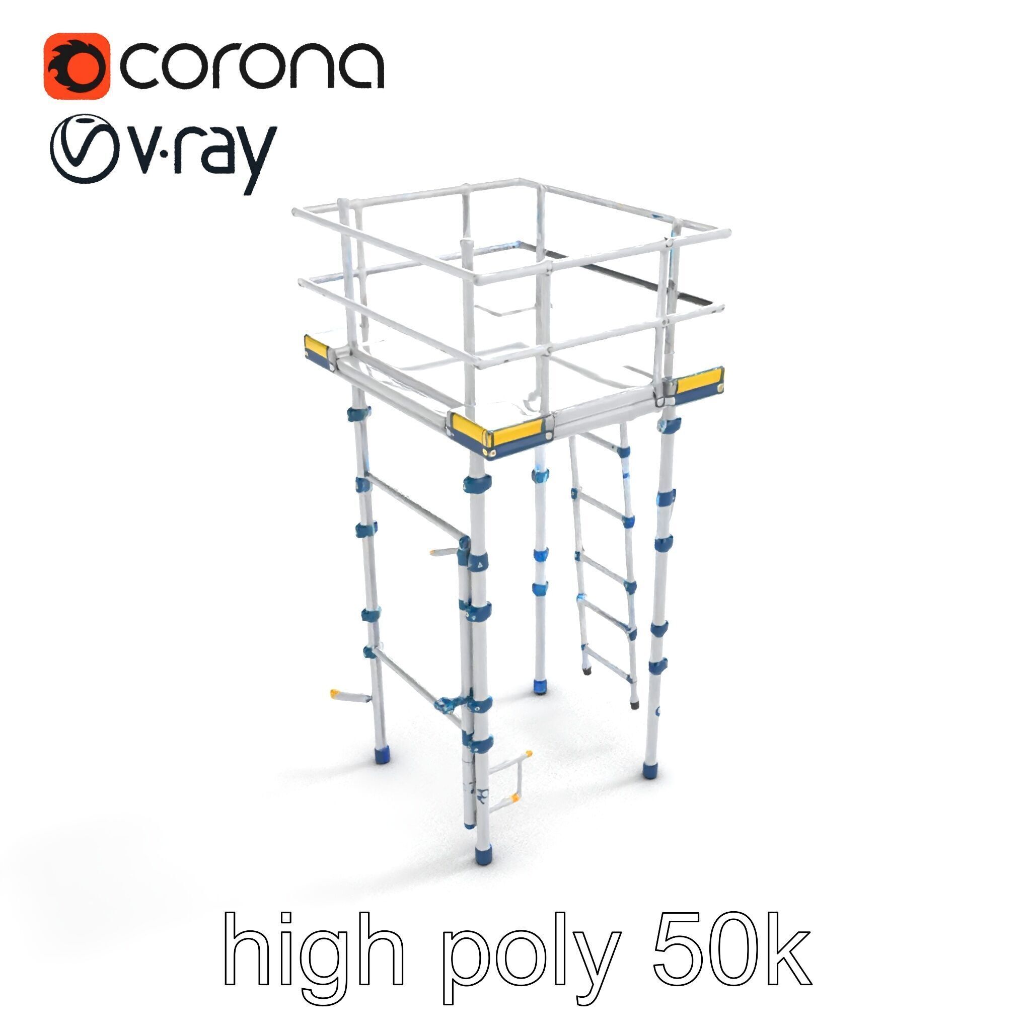 Modular Scaffold Ladder Heavy-Duty Metal Design model pack Low-poly 3D model_21