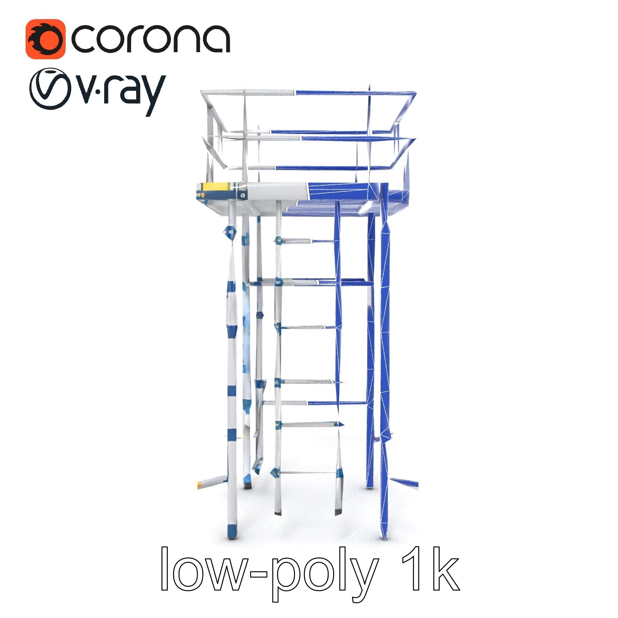 Modular Scaffold Ladder Heavy-Duty Metal Design model pack Low-poly 3D model_20