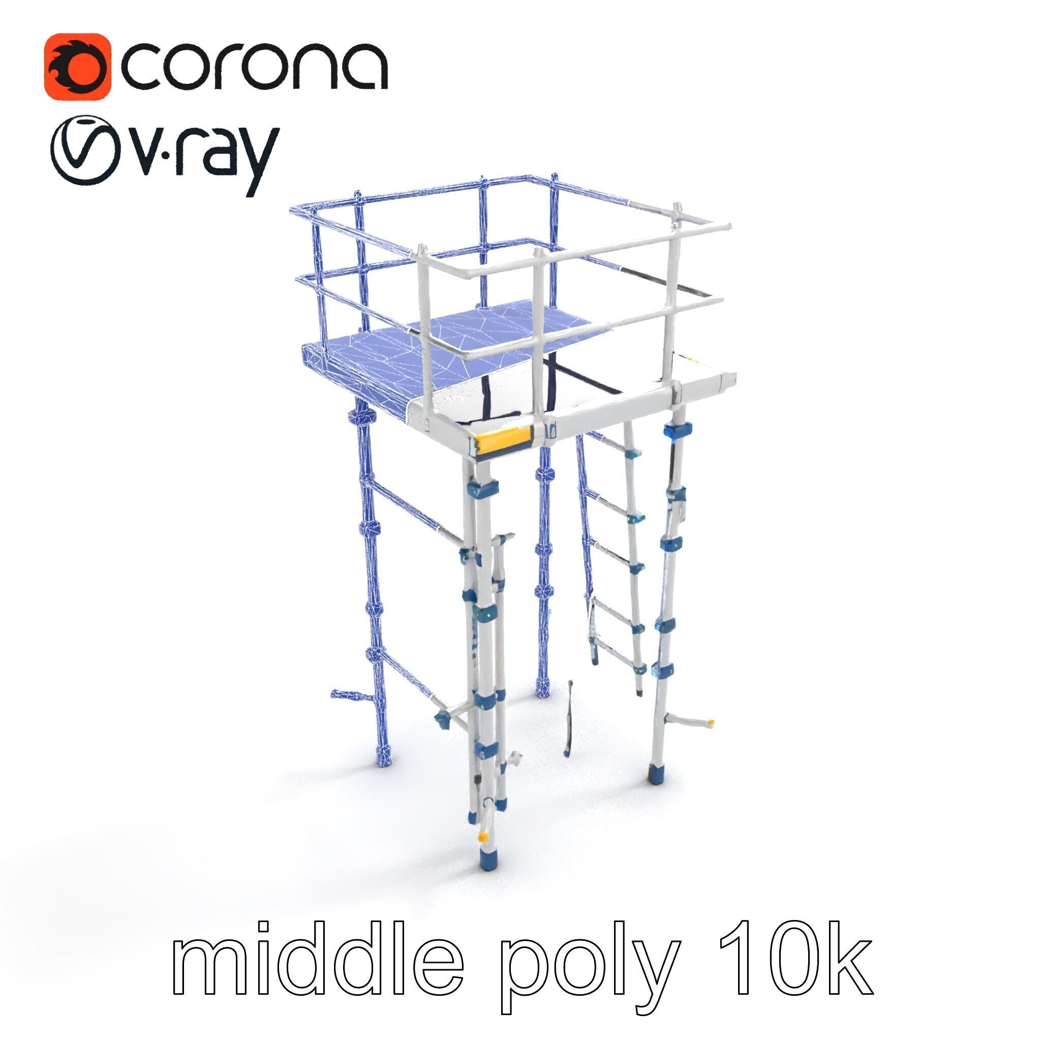 Modular Scaffold Ladder Heavy-Duty Metal Design model pack Low-poly 3D model_26